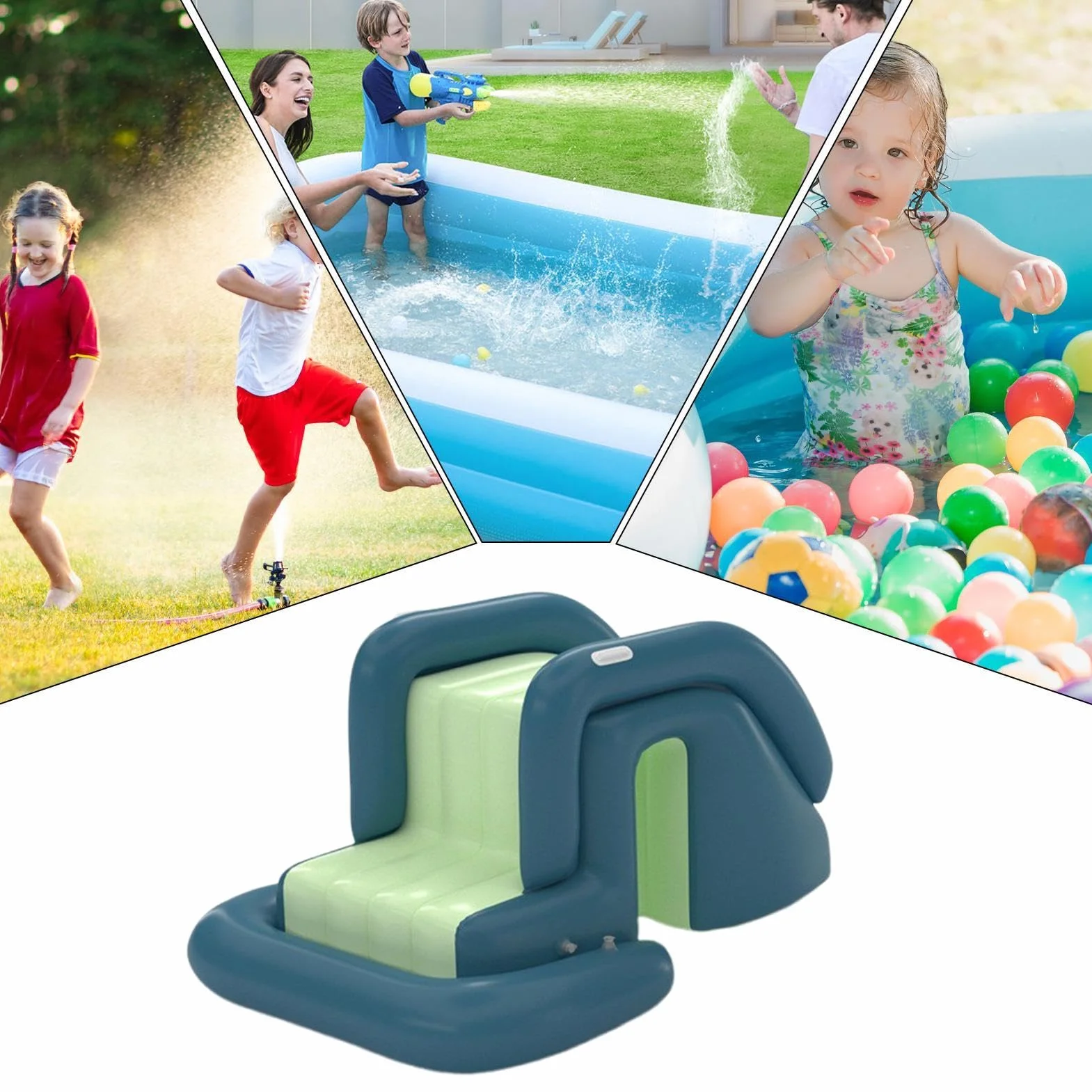 Toboggan Gonflable pour Piscine | Toboggan De Piscine d'eau | Toboggans De Piscine, Toboggans D'arrière-Cour, Toboggan Aquatique Vibrant, Installation Facile, Pompe À Air De Conception Conviviale