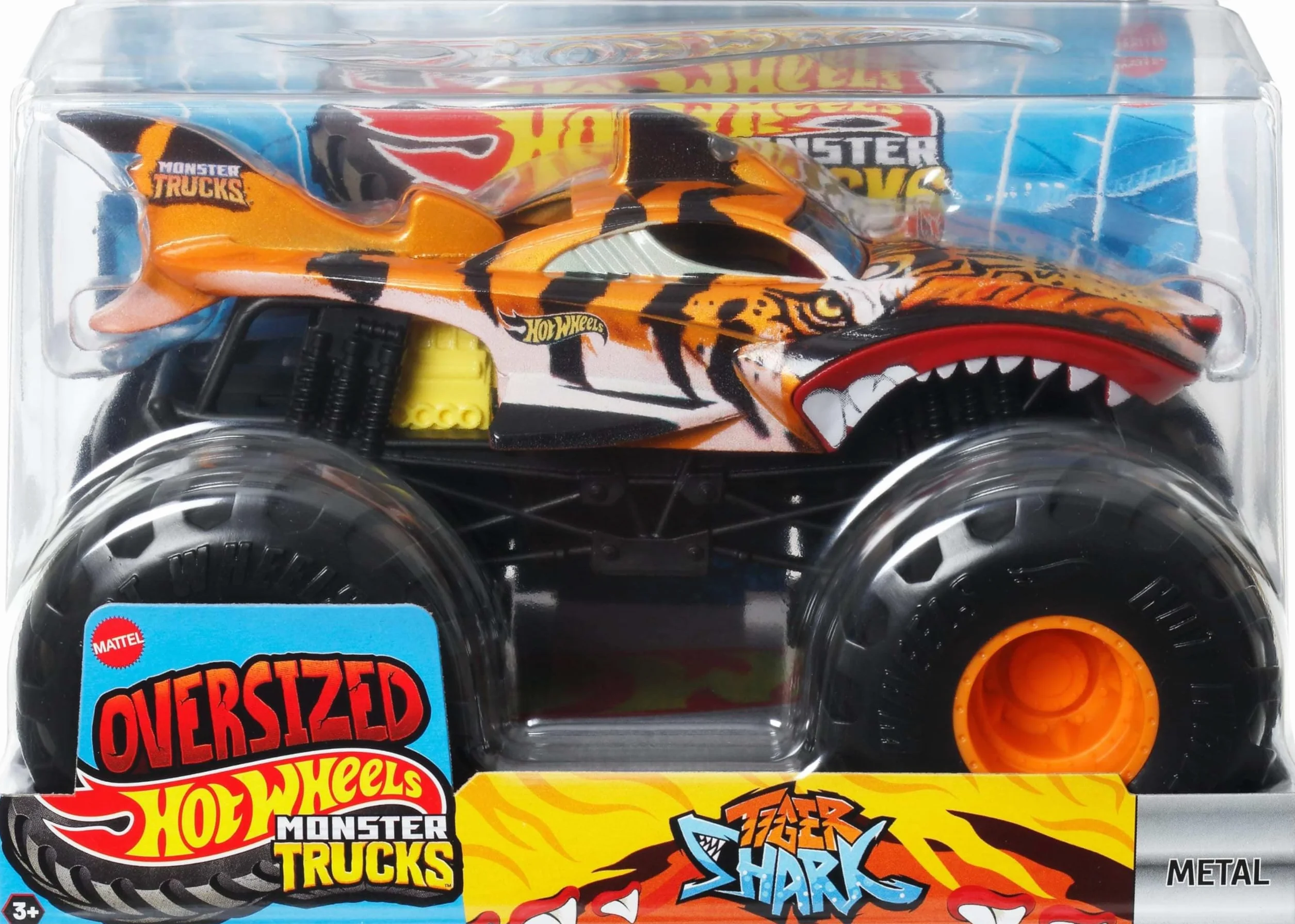 Hot Wheels Monster Trucks Tiger Shark 1/24 Véhicule surdimensionné Roues géantes JDR02