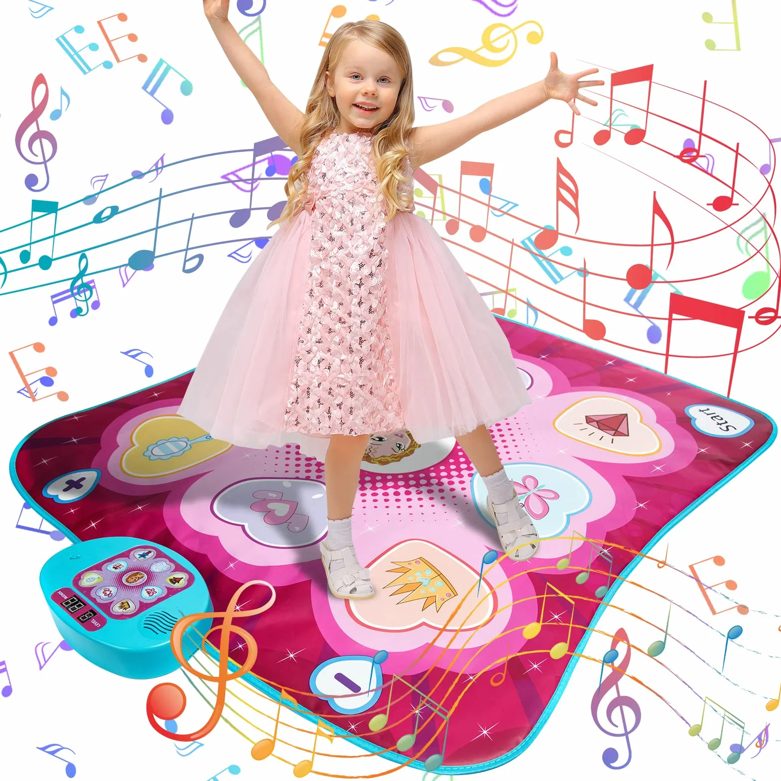 JUYOUNGA Tapis de Danse Musical pour Enfants avec Affichage LED, Création de Chansons Intégrée, Cadeau de Noël 3-8 Ans