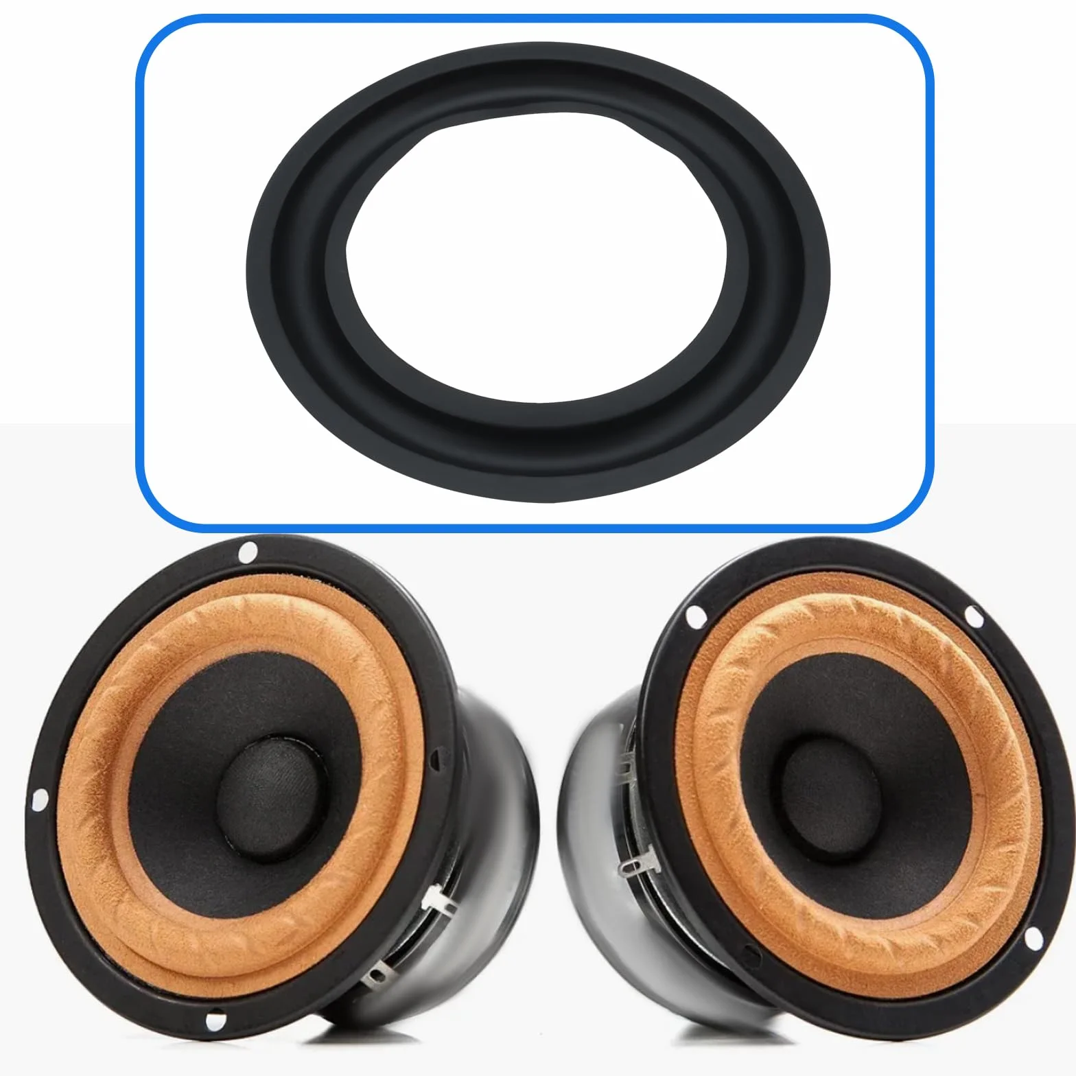 Lot de 4 Bordures en Caoutchouc pour Haut-parleurs Audio 74 x 47 mm Adaptées aux Haut-parleurs de 3 Pouces