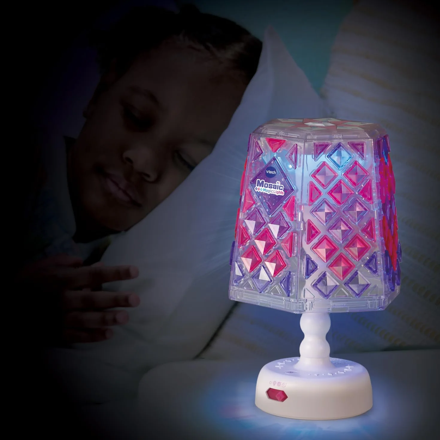 VTech Mosaïc Magic Lights Lampe Kit Mosaïque Enfant Lampe Personnalisable Effets Lumineux Musique Jeu Créatif DIY Cadeau Enfant 5 Ans