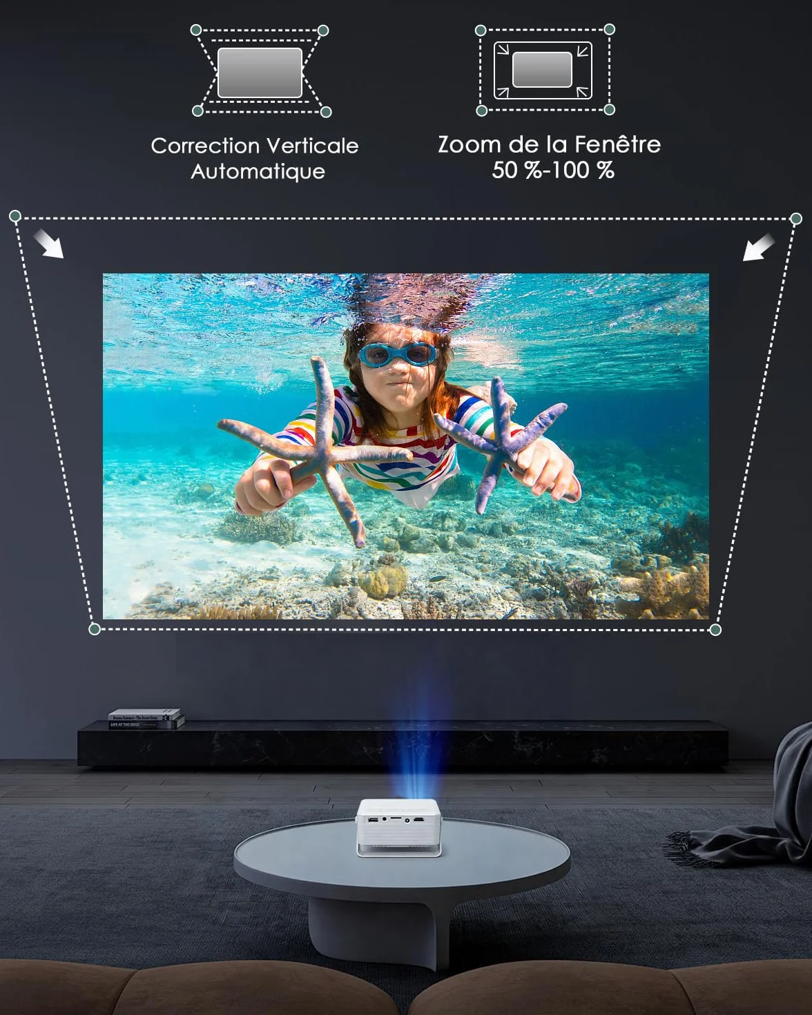 Yoton Y3 Mini Projecteur Portable 1080P avec Haut-Parleur Intégré, Zoom 50%, Compatible HDMI/TV Stick, Vert