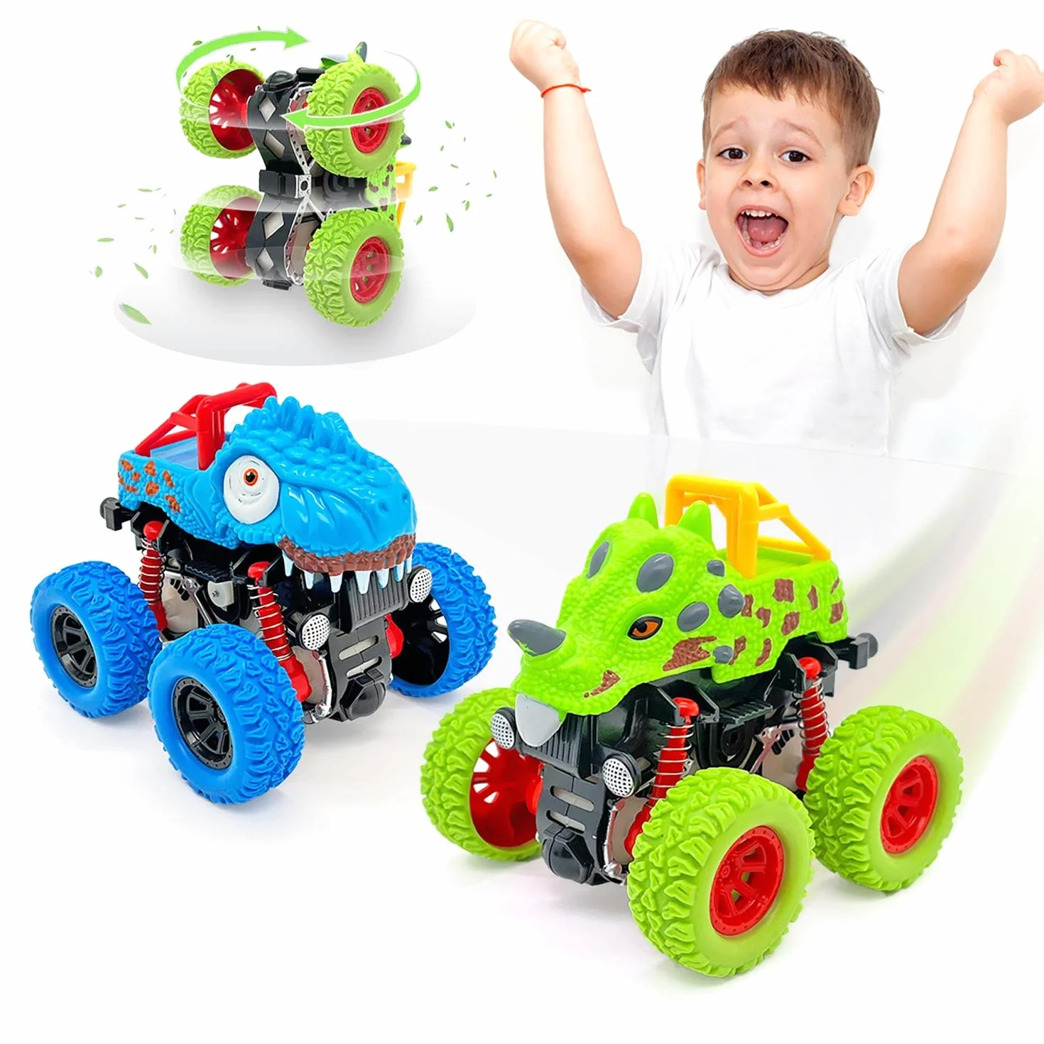 Monster Truck Dinosaure Lot de 2 Voiture Jouet pour Enfant Garçon 2-5 Ans