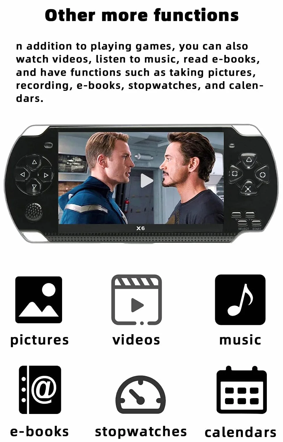 JXD X6 4,3 Pouces Console de Jeu Portable Compatible avec Plusieurs Simulateurs Sortie TV