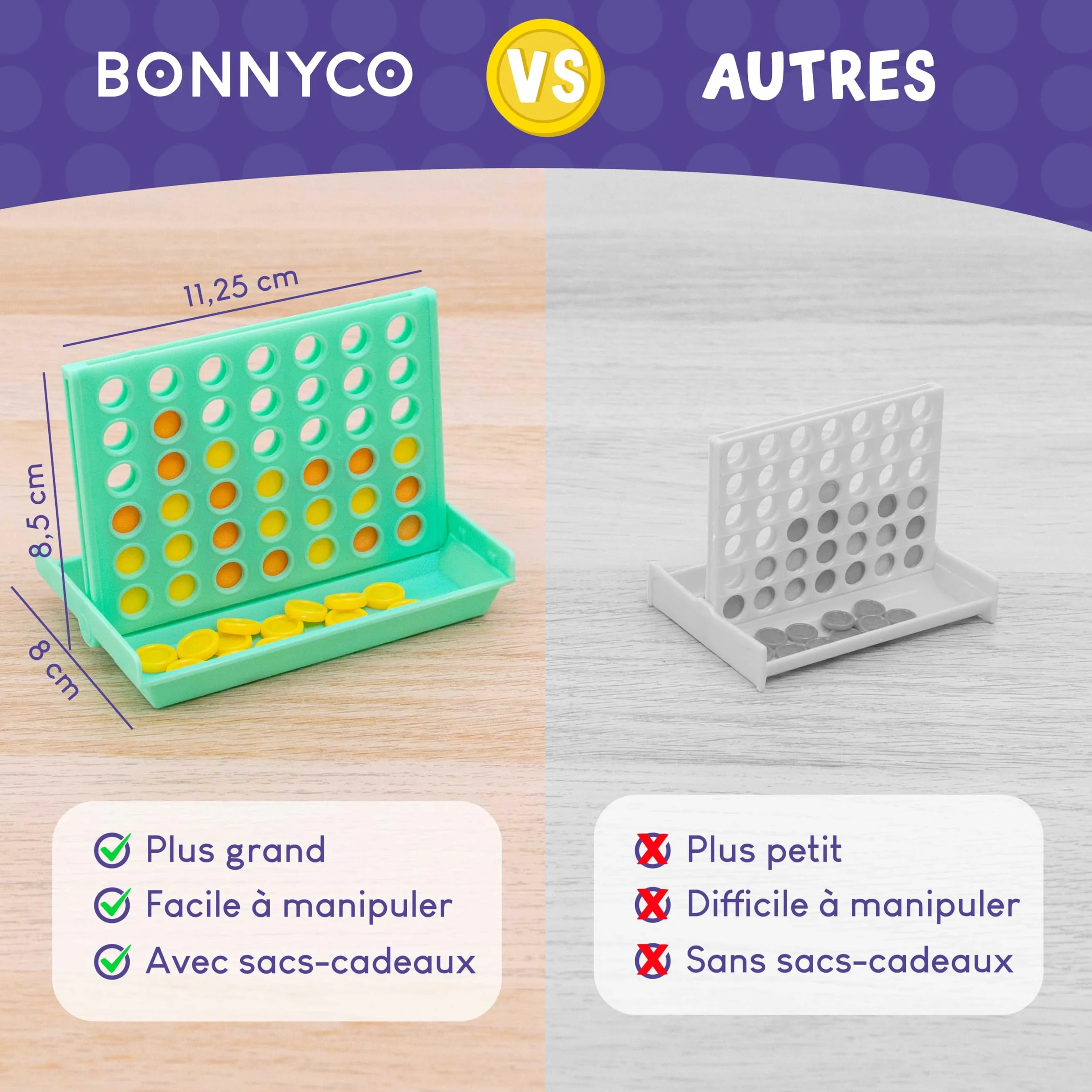 BONNYCO 4 en Ligne Pack 16 Mini Jeux de Société Voyage Enfants 3-12 Ans Cadeau Anniversaire