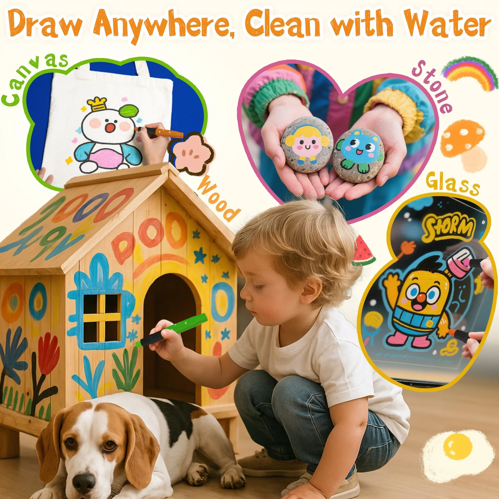 Bâtons de peinture enfant 12 couleurs lavables non toxiques séchage rapide sans taches