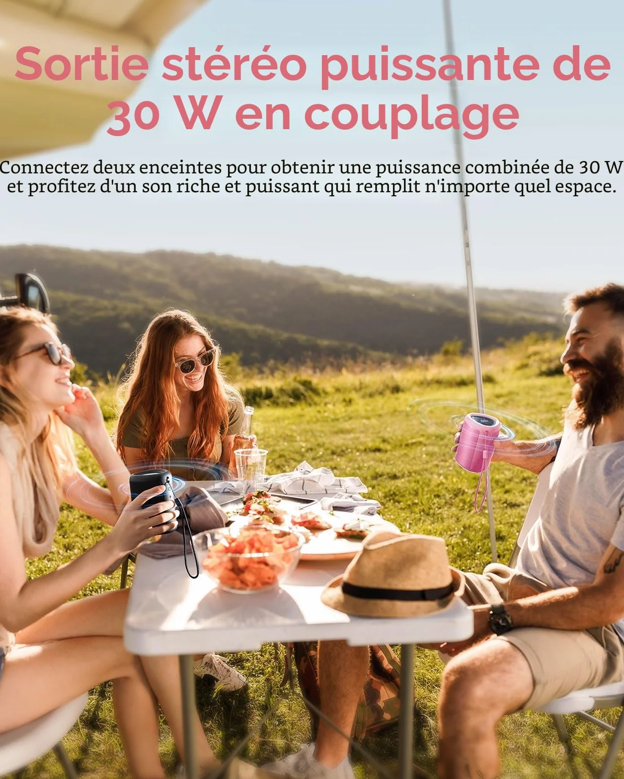 Enceinte Bluetooth Portable IPX5 Bluetooth 5.3 AUX TF-Card Stéréo Sans Fil