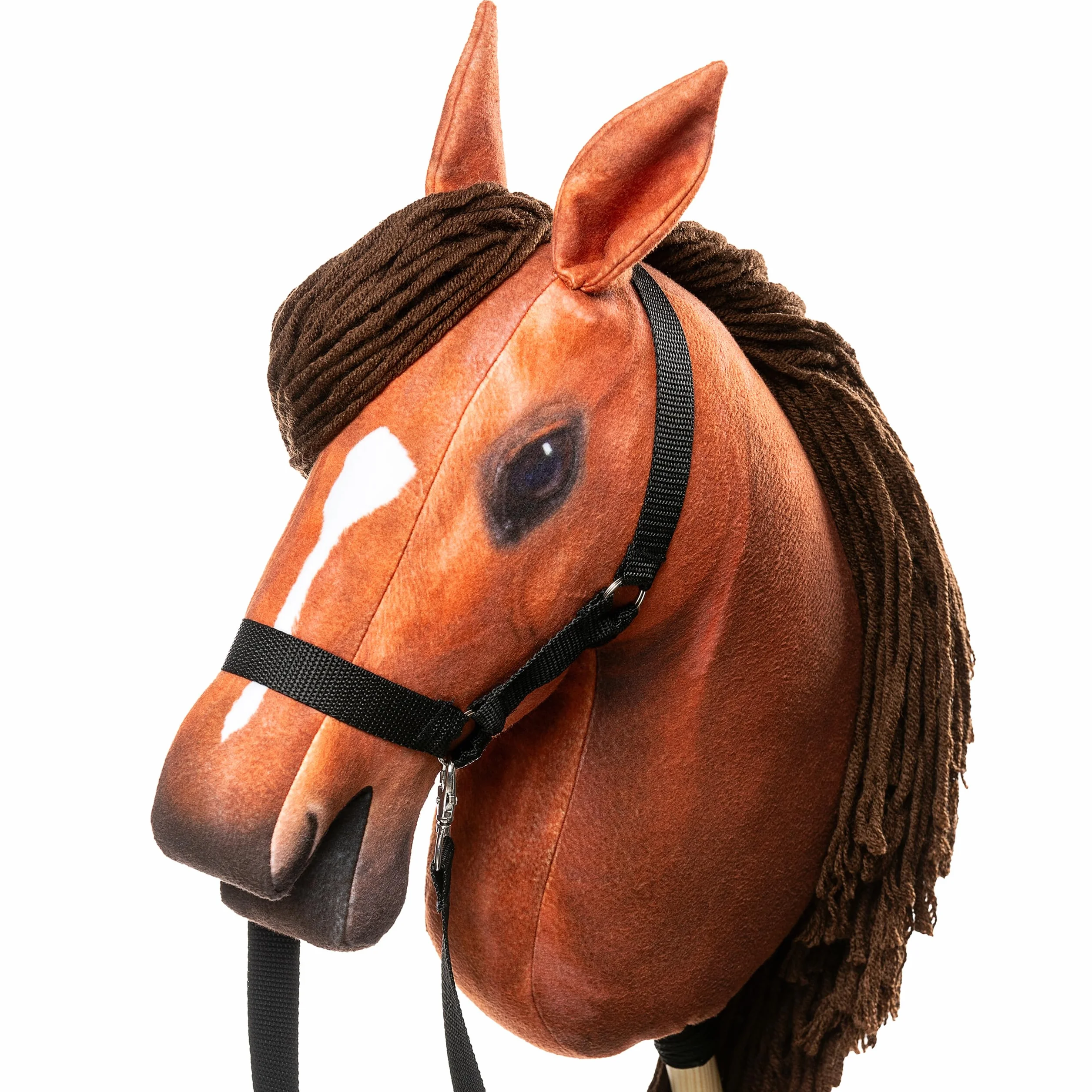 SKIPPI Hobby Horse Ambre Tête de Cheval à Chevaucher A3 Licol et Rênes Inclus Cheval Bâton Réaliste