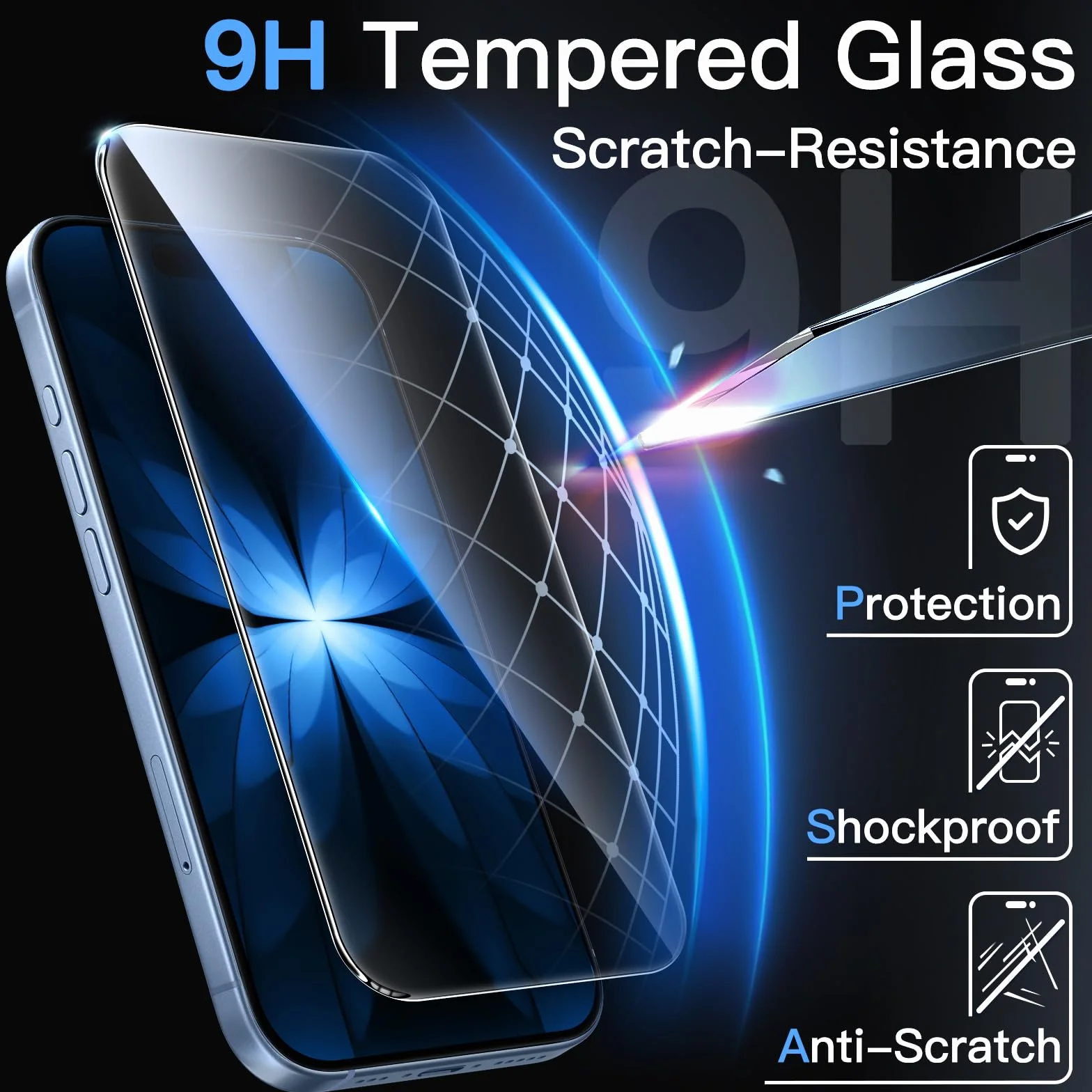 JETech Protection D'écran iPhone 17 6,3 Pouces Verre Trempé Dureté 9H Lot de 3