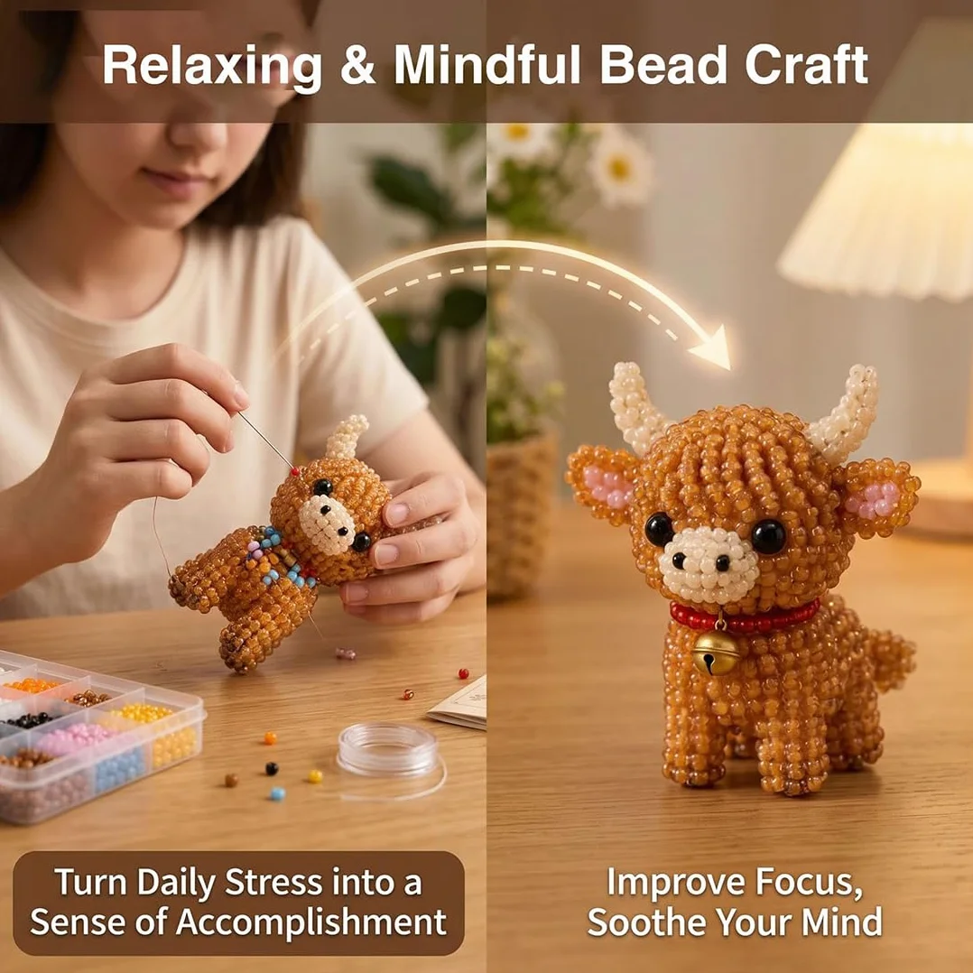 Kit DIY Animaux Miniatures Perles 3D, Kit Loisirs Créatifs Mosaïque Fait Main (Set D)
