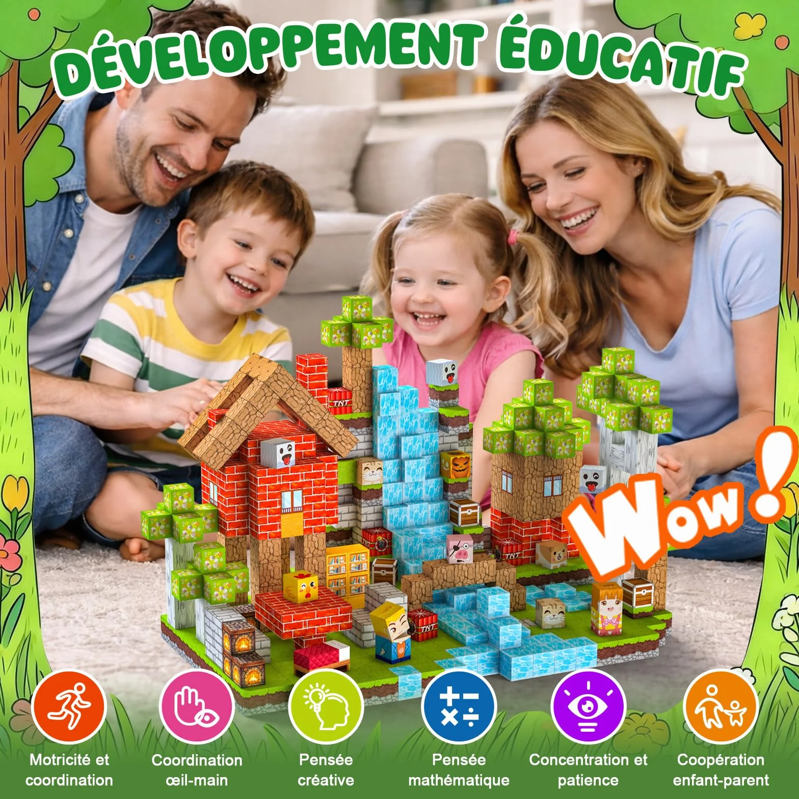 Construction Magnetique Enfant 100 pièces 2CM Magnetic Blocks 3+ Jeux Aimants, Bloc de Cube Magnétique pour Garçon et Fille, Jouet Créatif Montessori