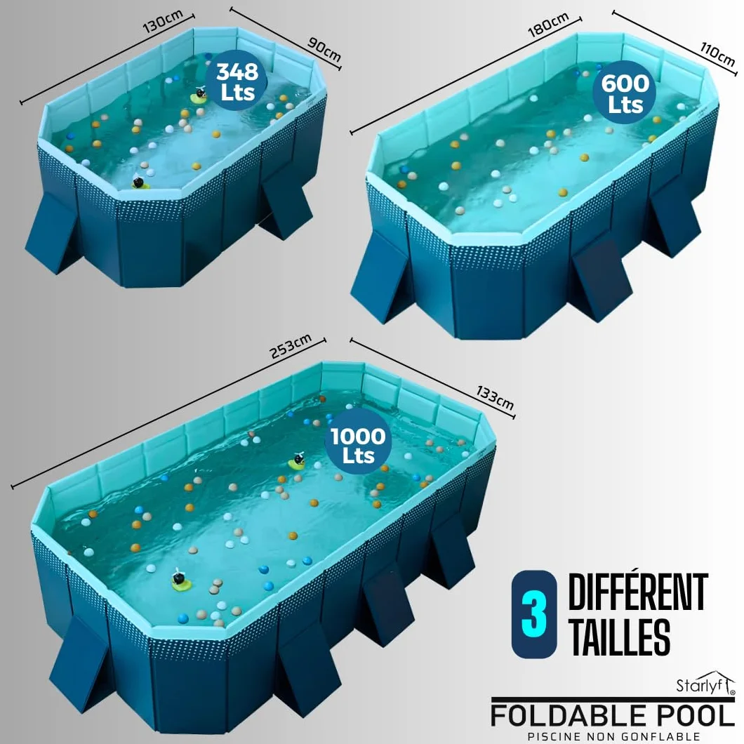 INDUSTEX Piscine Pliable 180 x 110 x 50 cm Portable pour Enfants et Adultes