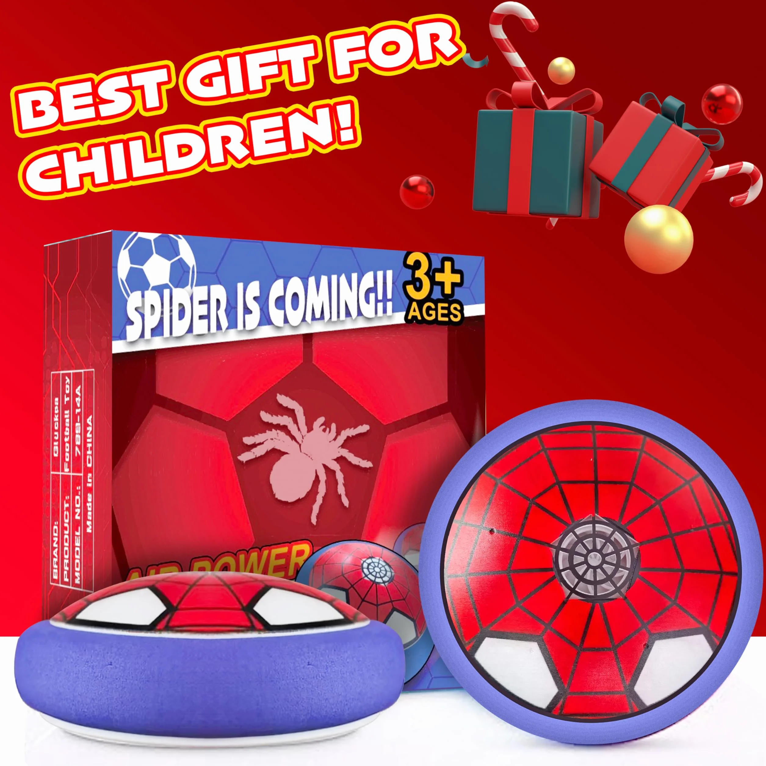 Spider Air Power Ballon de Foot avec LED Lumière Cadeau Enfant 3-9 Ans Jeux Intérieur Extérieur