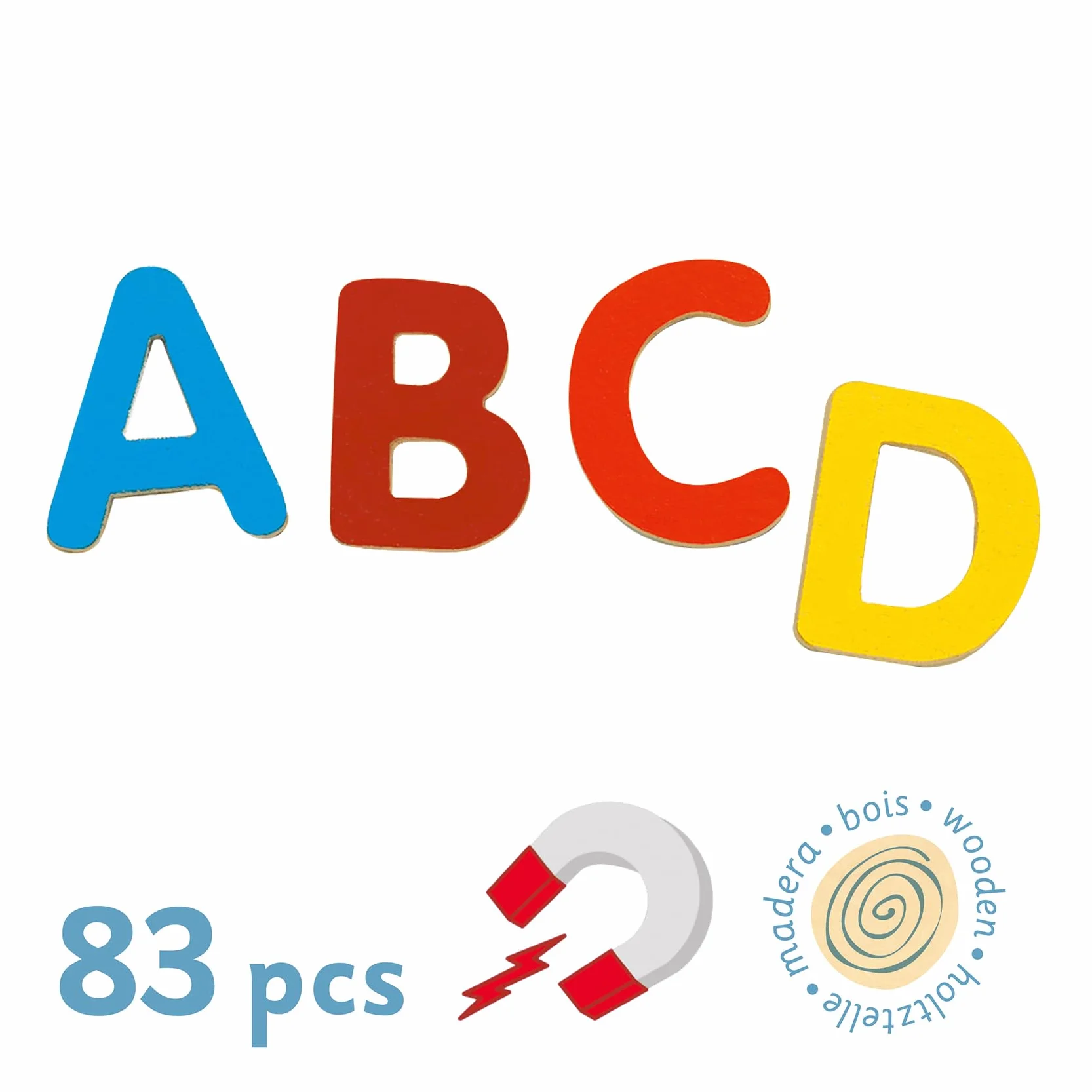 DJECO 83 Lettres Magnétiques en Bois Alphabet Apprentissage 3cm Hauteur