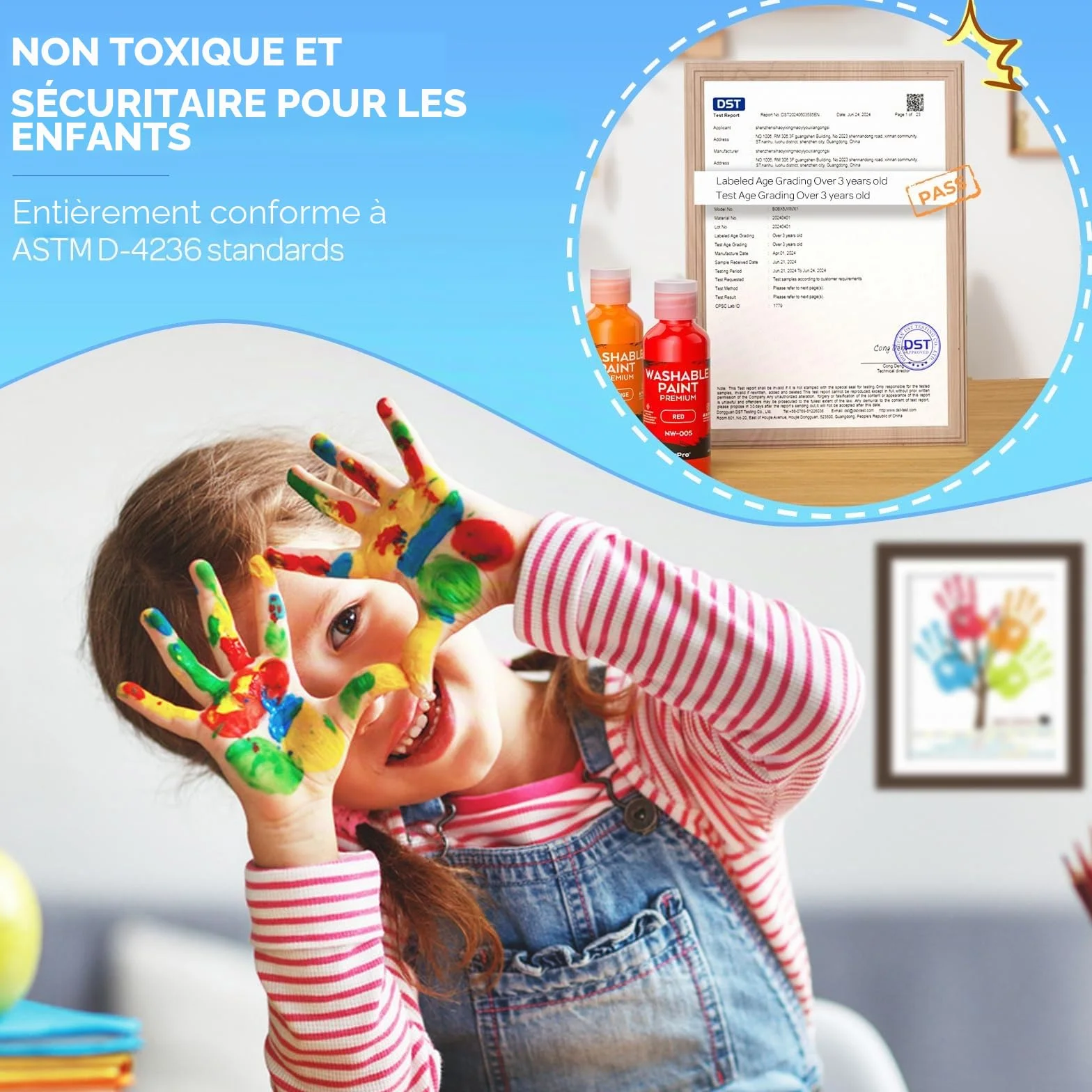 Nicpro Peinture au Doigt Enfant 60 ml 12 Couleurs Tempera Liquide Lavable Non Toxique
