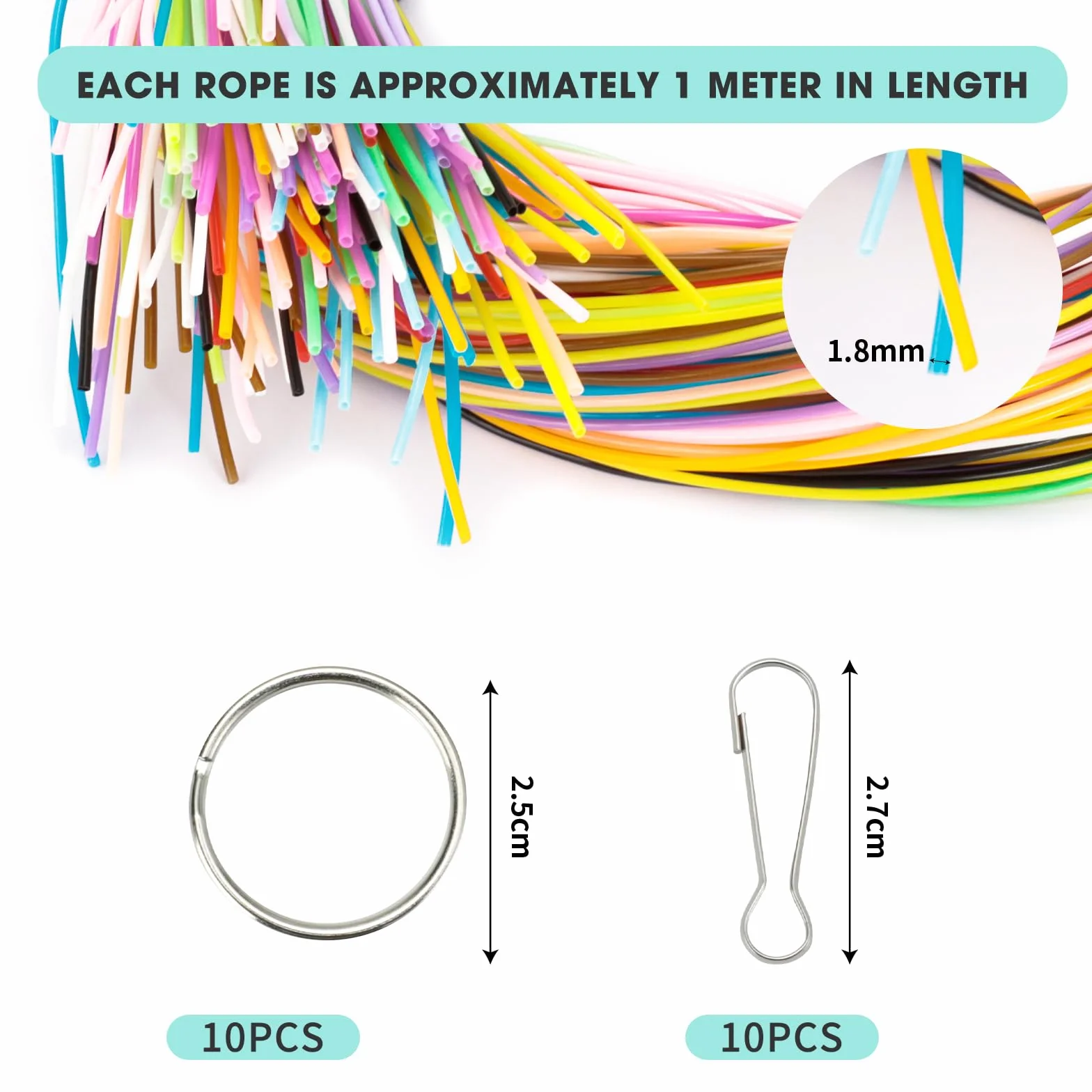 VINATO Kit de Scoubidou Fil avec 200 Pièces Fils Élastiques, 20 Couleurs pour Fabrication de Bracelets