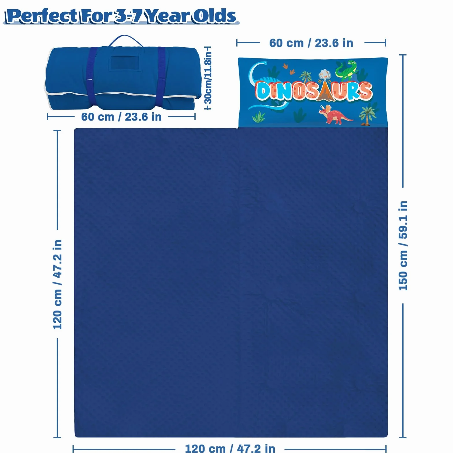 Sac Couchage Enfants 150x60cm avec Couverture et Oreiller Amovibles Léger Garcon Fille 3-7 Ans Voyage Camping