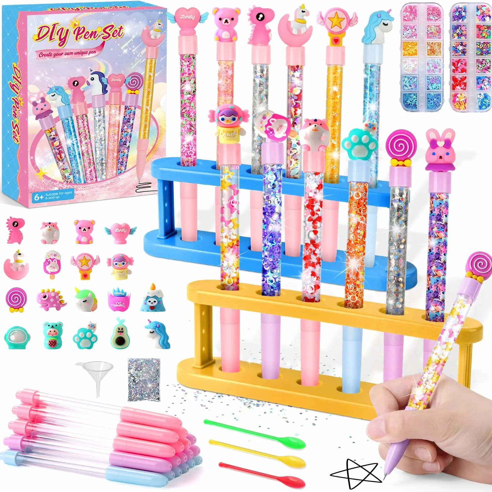 Charmofun Kit de Fabrication de Stylos pour Enfants, 18 Stylos Personnalisés DIY, Activité Manuelle