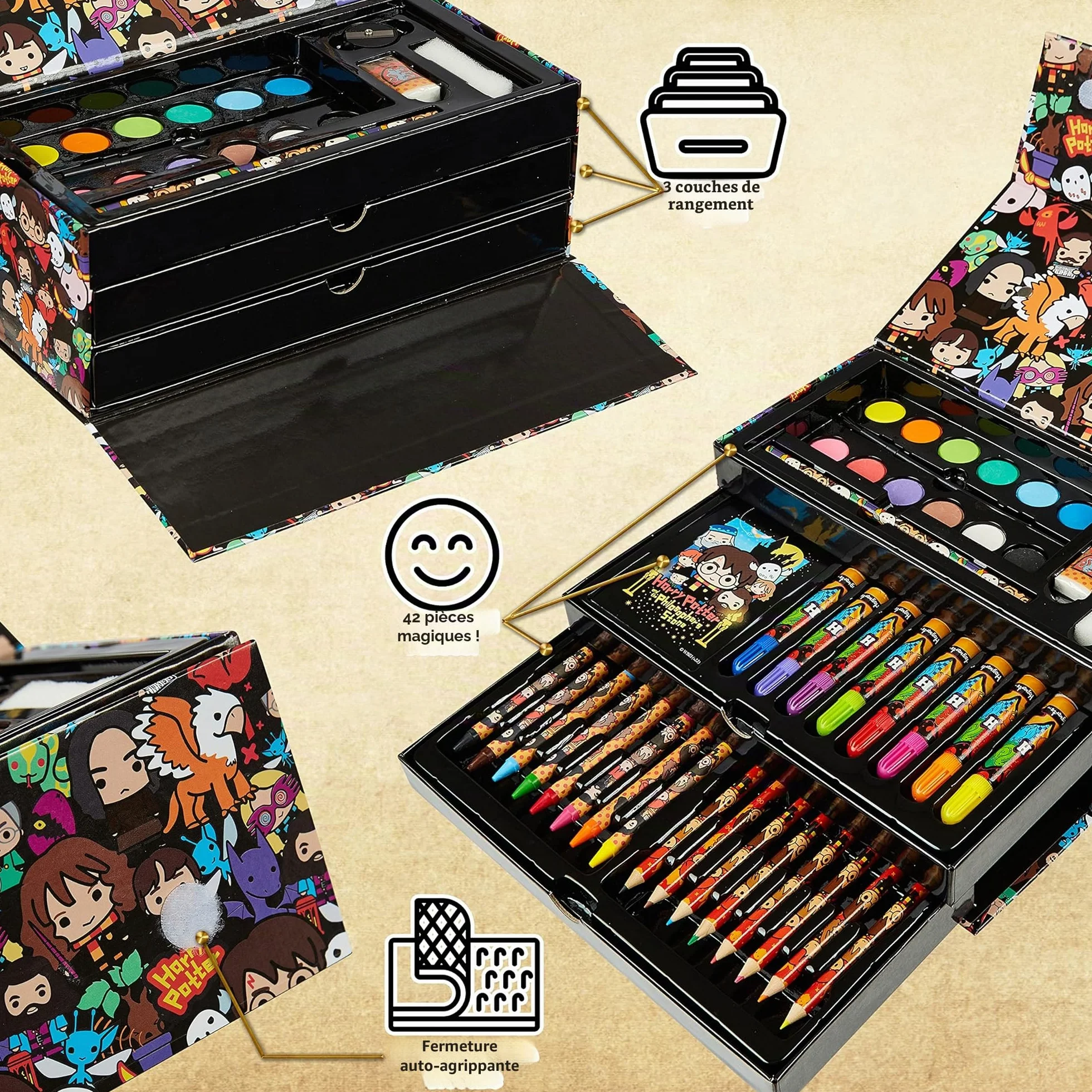 Harry Potter Malette Coloriage Enfant Coffret Dessin Feutres Crayons de Couleur Cadeau