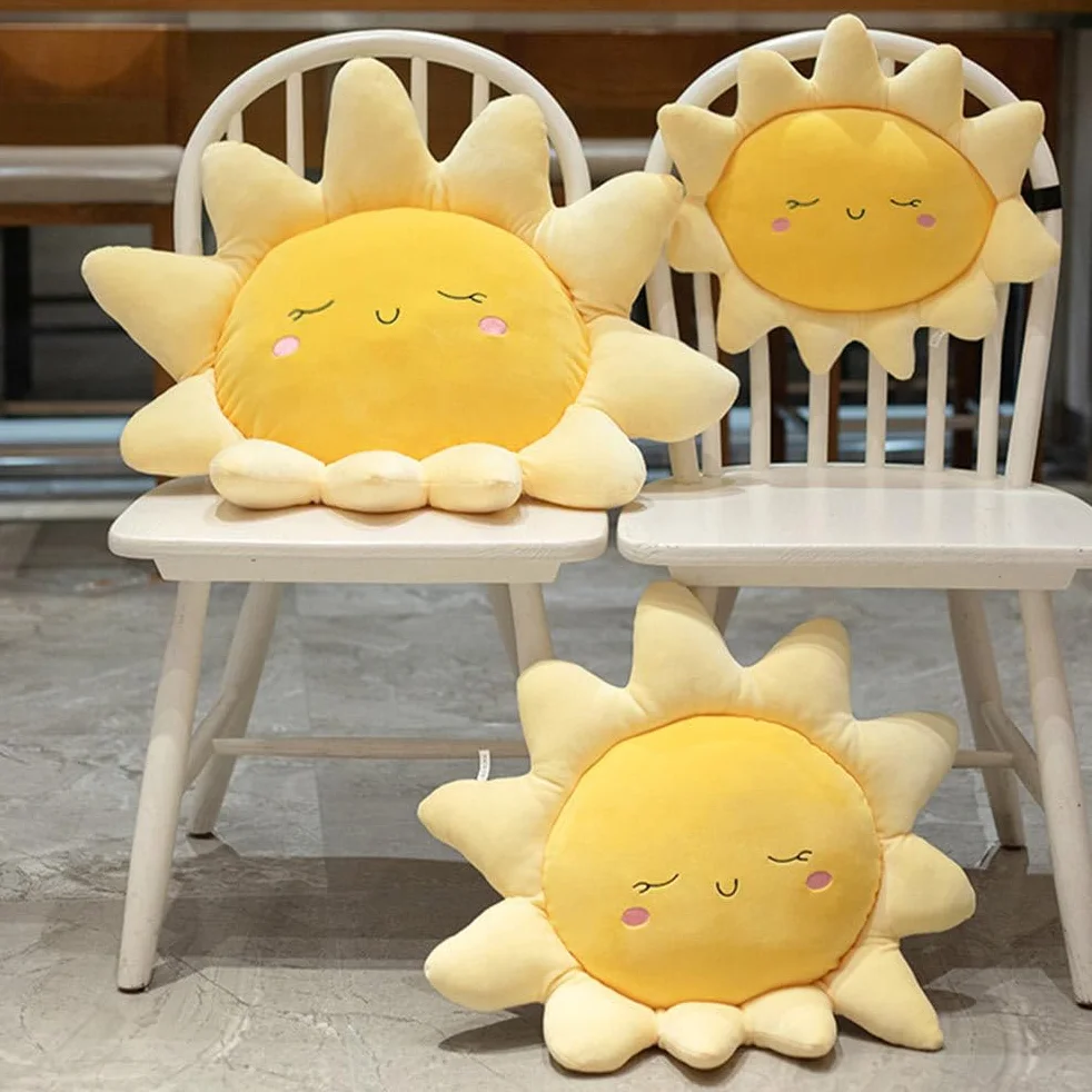 Oreiller Peluche Soleil Créatif 40x40x10cm Coussin Doux Enfants Décoration Chambre