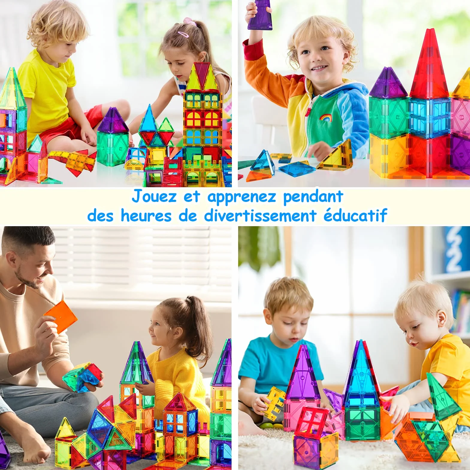 Katiago Blocs Construction Magnétiques 64 pièces Jeux Éducatifs 3D Jouets de Construction Puzzle Enfant