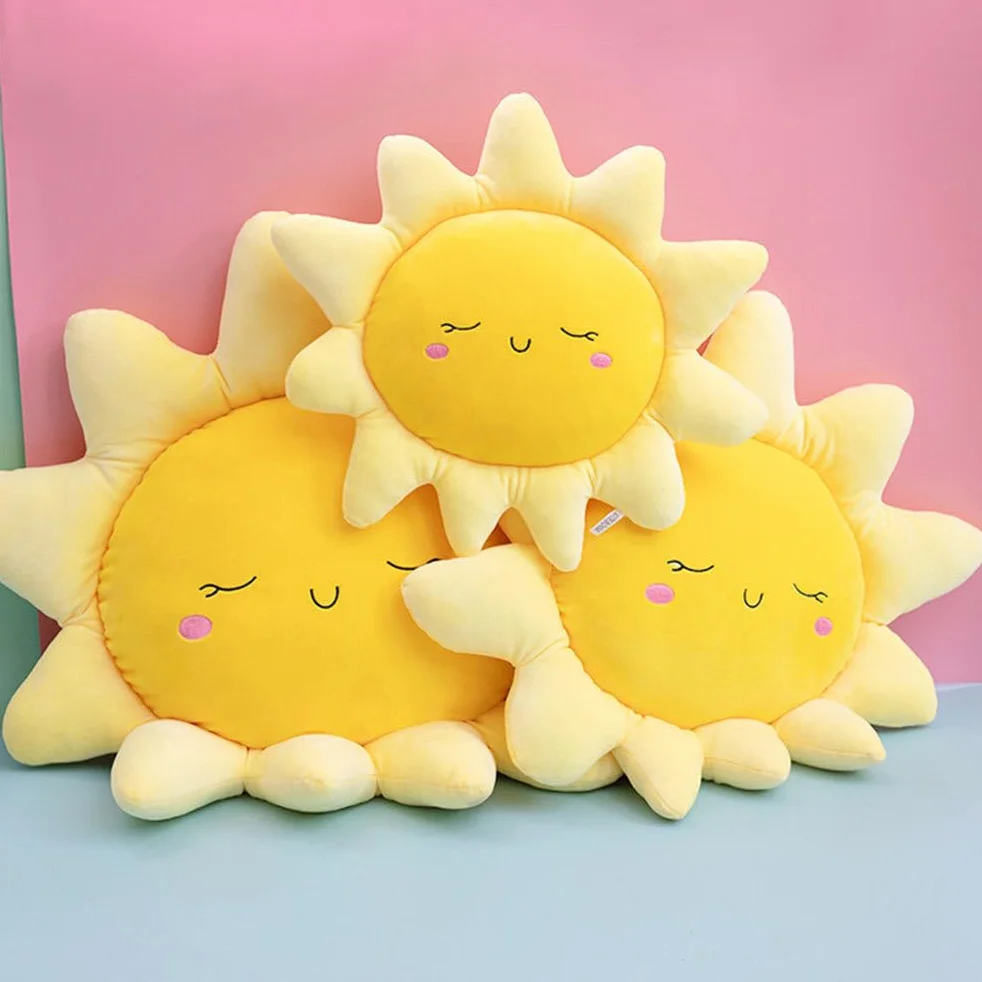 Oreiller Peluche Soleil Créatif 40x40x10cm Coussin Doux Enfants Décoration Chambre