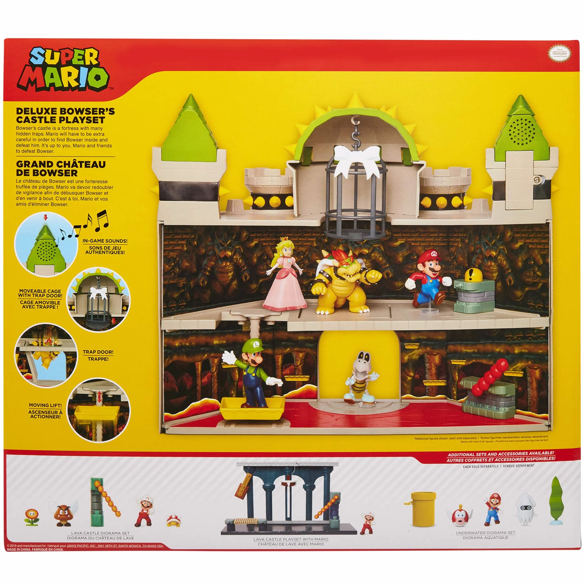 Super Mario Chateau de Bowser Playset Deluxe Figurines Bowser Inclus Effets Sonores