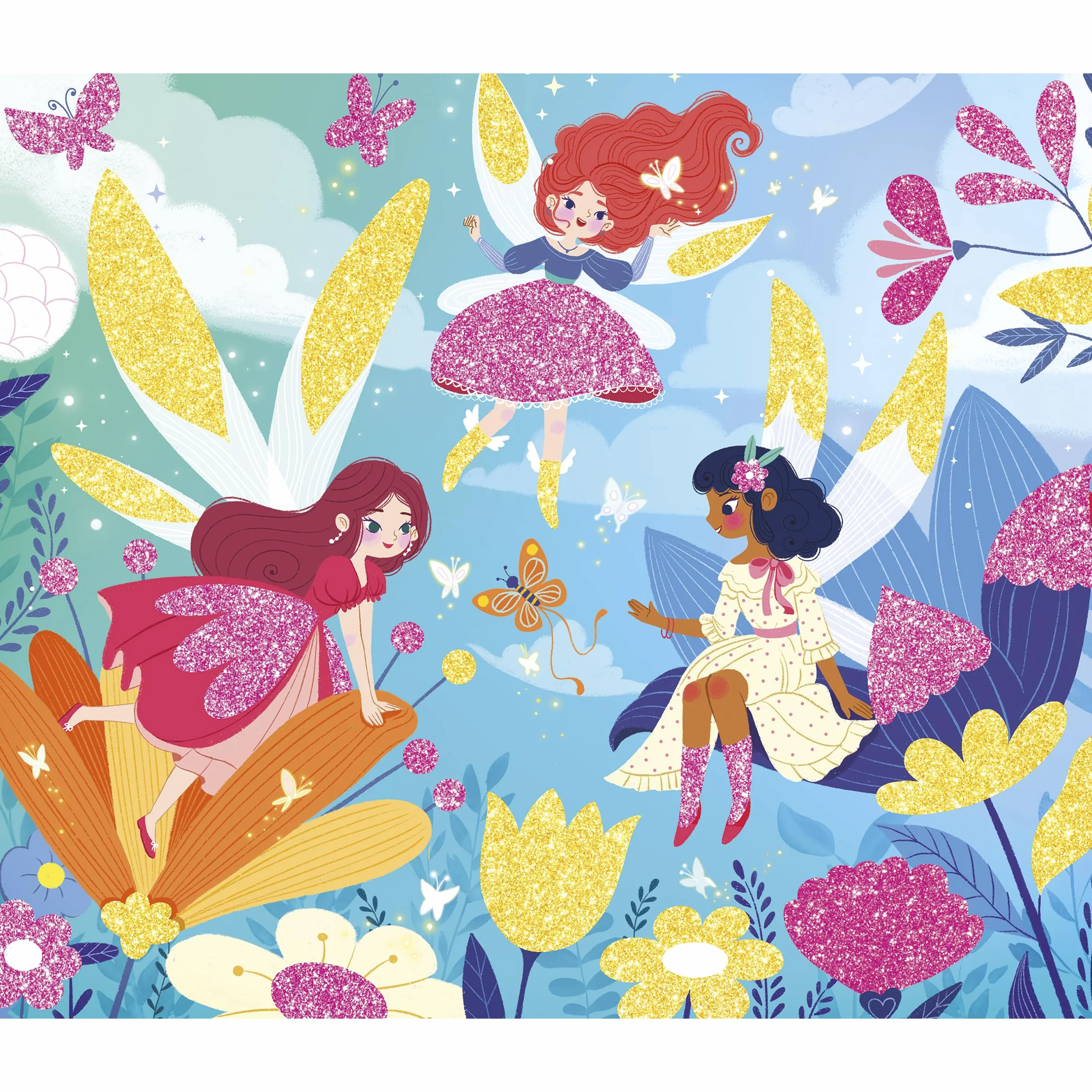 Janod Coffret Paillettes Fées 3 Tableaux à Décorer Kit Loisir Créatif Enfant dès 5 Ans