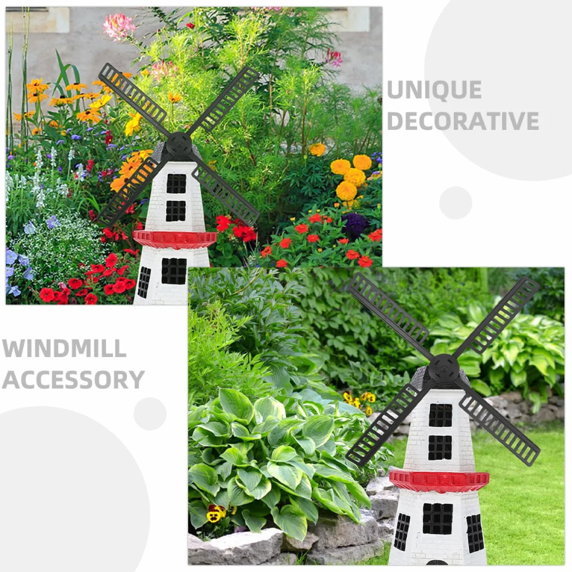 Pales D'hélice en Résine Noire pour Moulin à Vent de Jardin, 4 Pièces, Accessoires de Décoration Extérieure