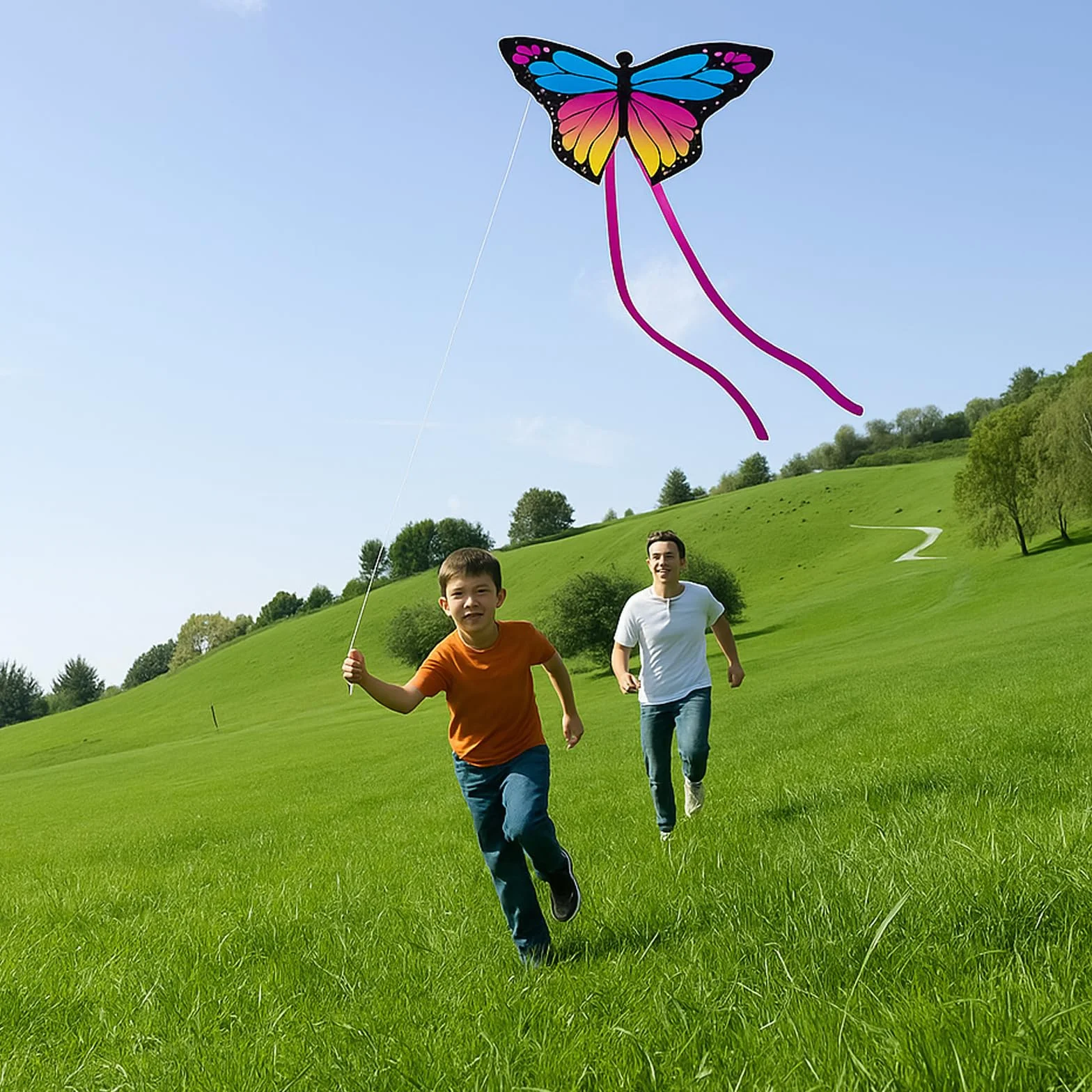 Grand Cerf-Volant Papillon Coloré pour Enfants & Adultes - Facile à Voler avec Longue Queue