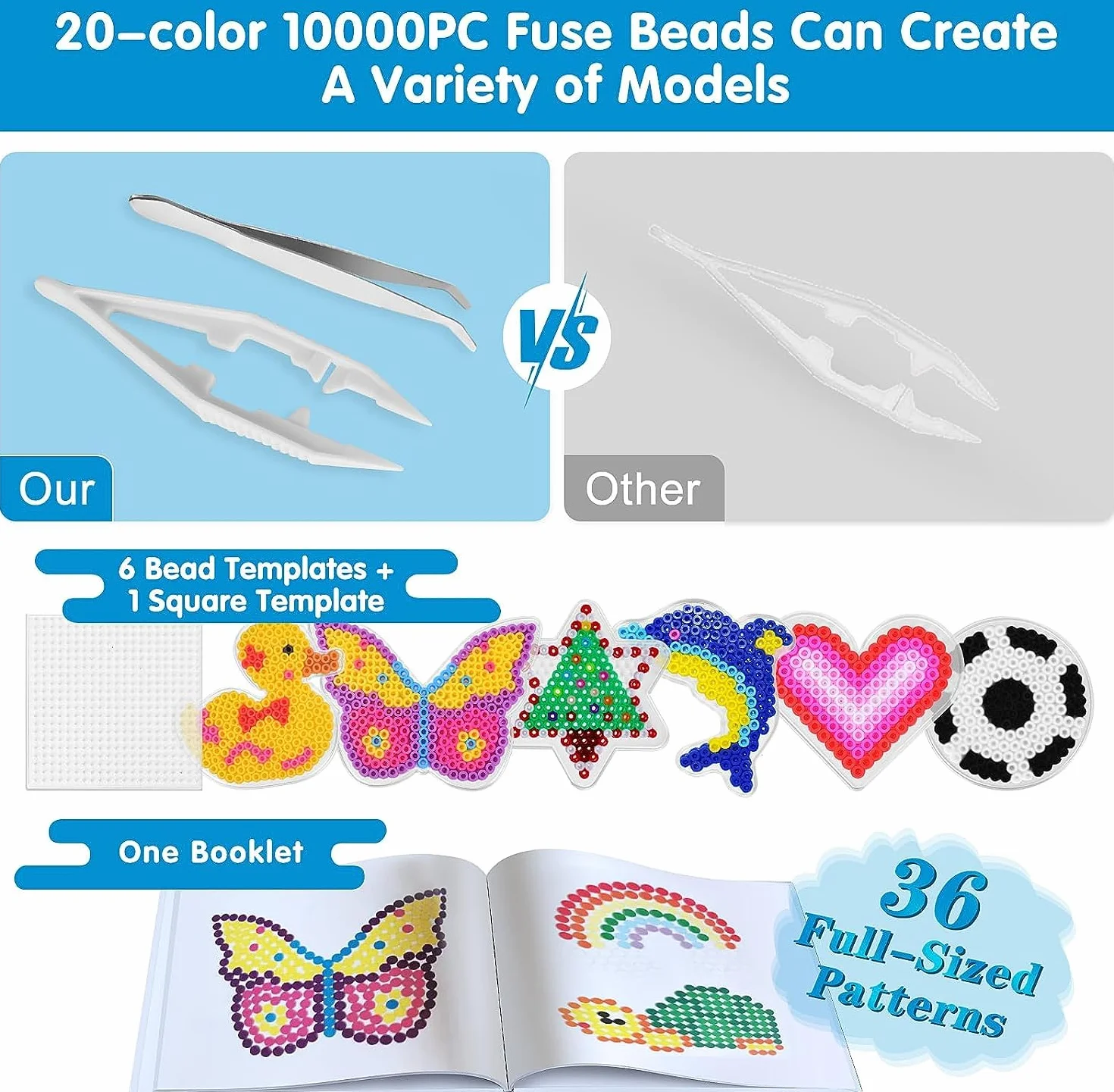 Kit de Perles à Repasser 10 000 Pièces 5 mm avec Panneau Perforé pour Enfants