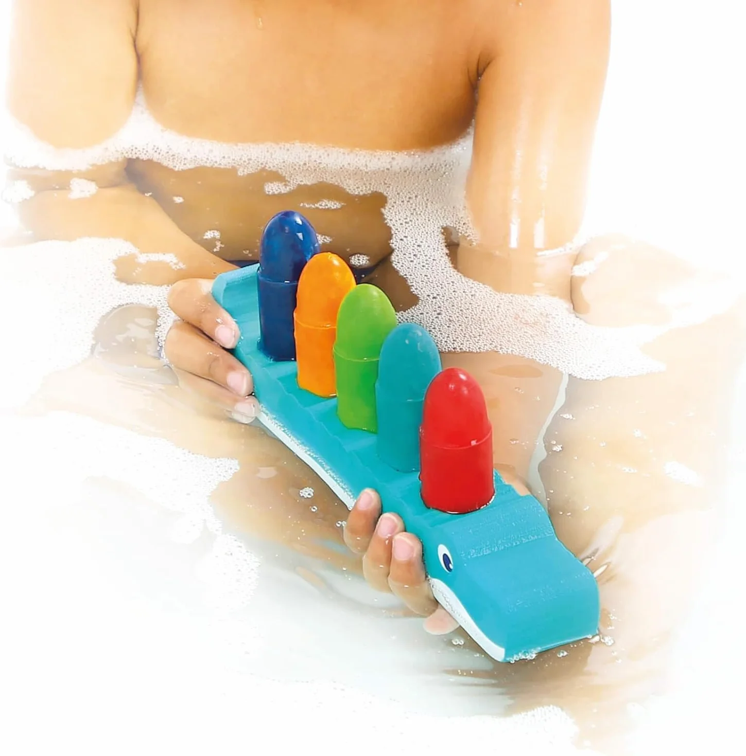 Crayons pour le Bain Effaçables Résistants à l'Eau 5 Crayons Support Crocodile Mousse Dès 10 Mois