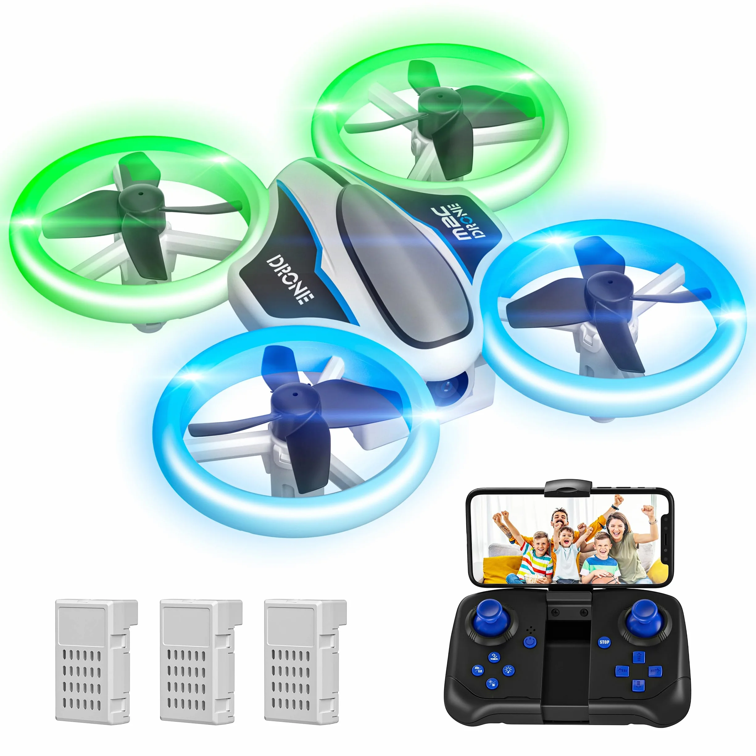 Mini Drone avec Caméra 1080P HD, Quadricoptère RC pour Enfant avec 3 Batteries 21 Mins