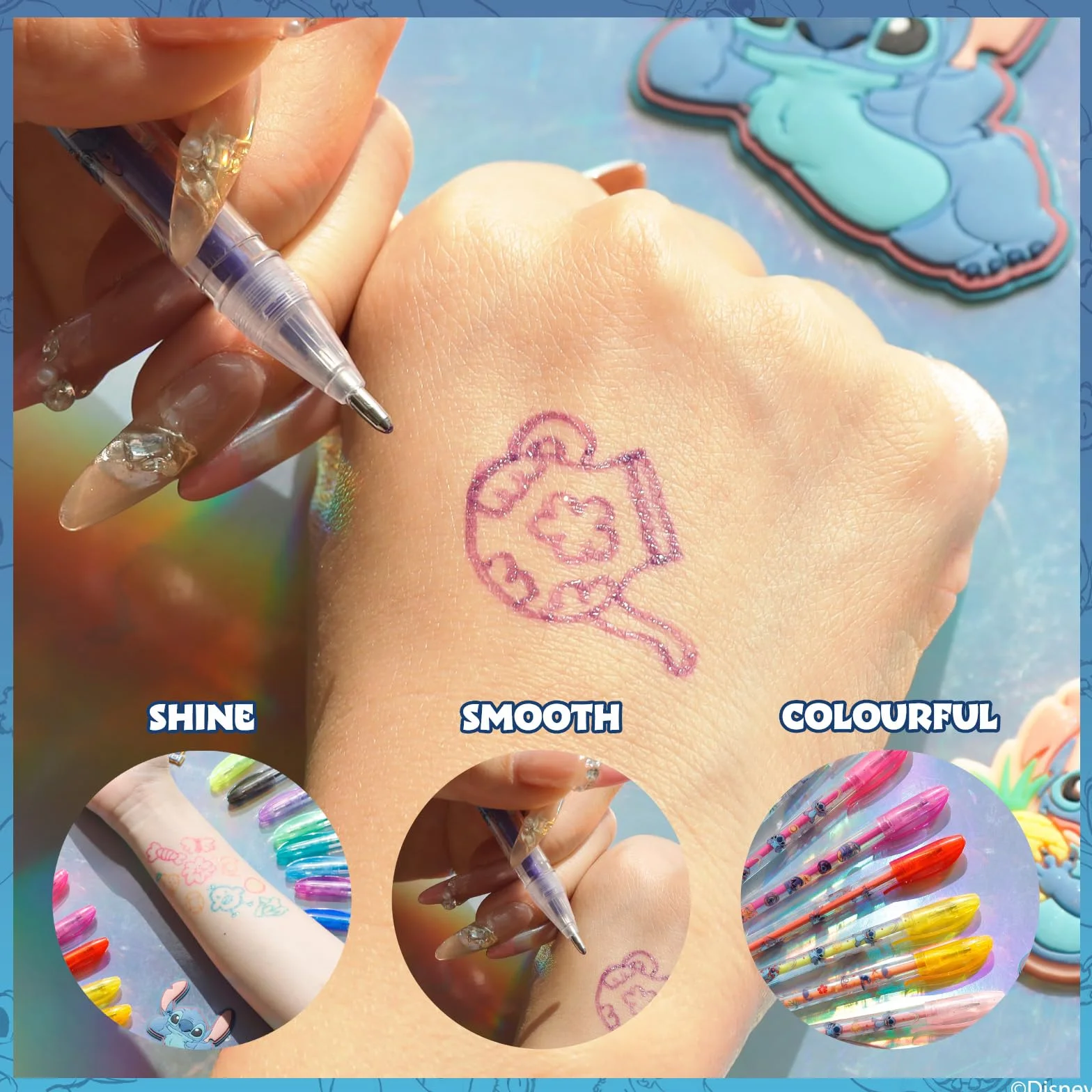 Stitch Set Art Corporel Paillettes 16 pcs Filles 3+