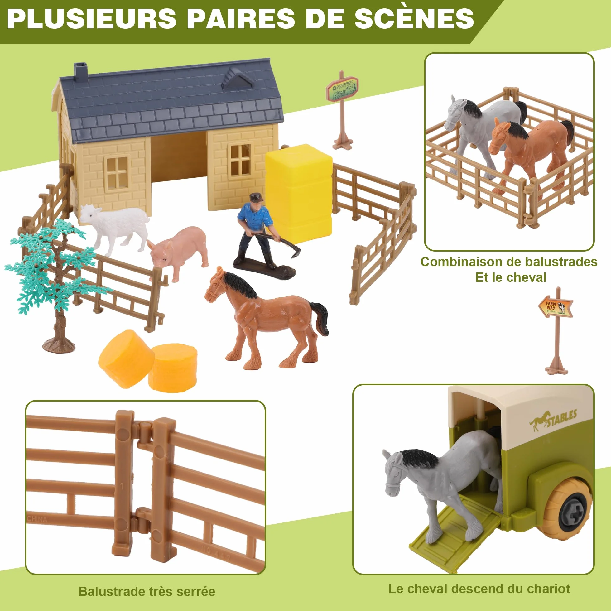 Herefun Jouet de Ferme avec Tracteur, Jouets Éducatifs Agricoles pour Enfant 3+ Ans