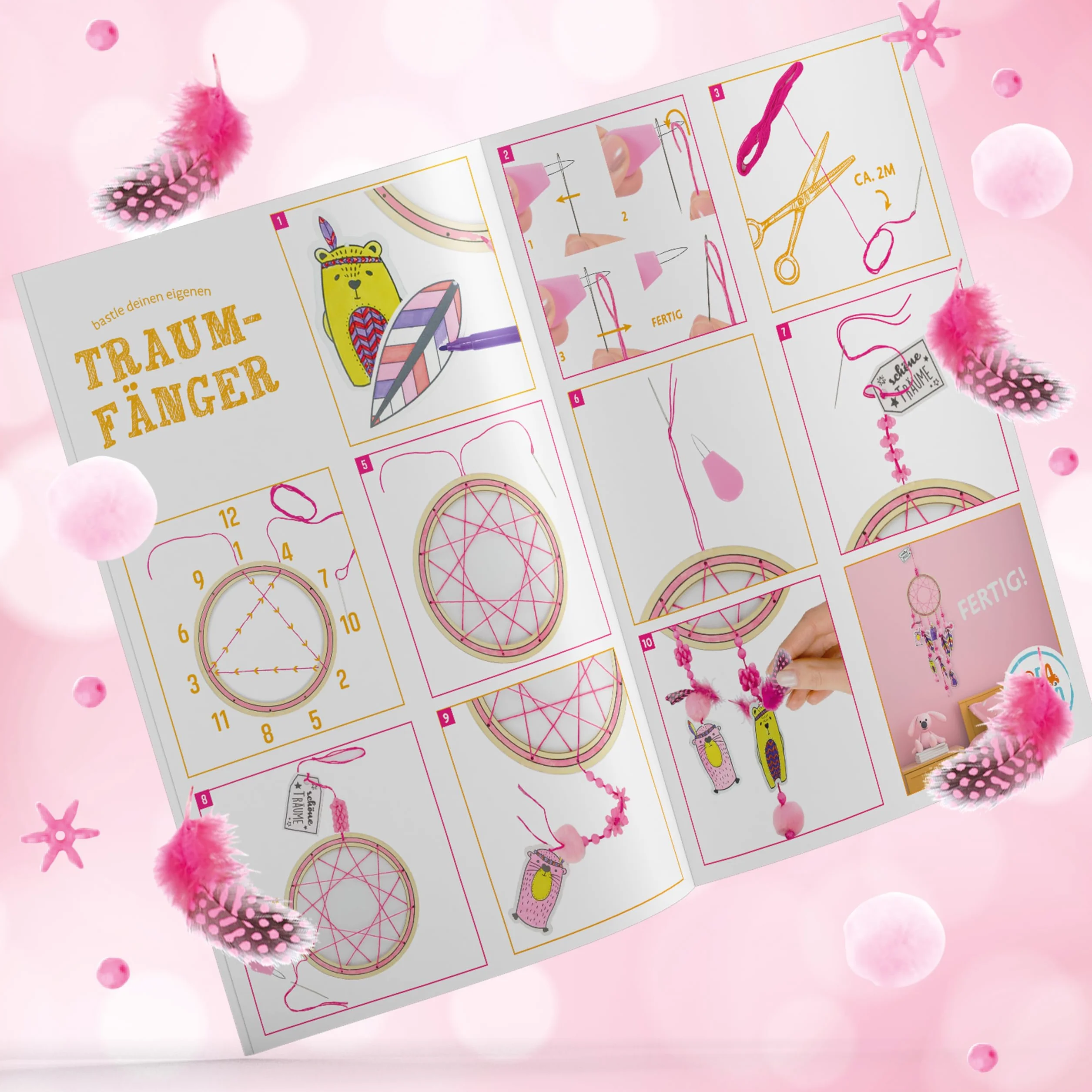 Creanino Attrape-rêve à fabriquer – Coffret DIY créatif pour enfant fille – Activité manuelle éducative