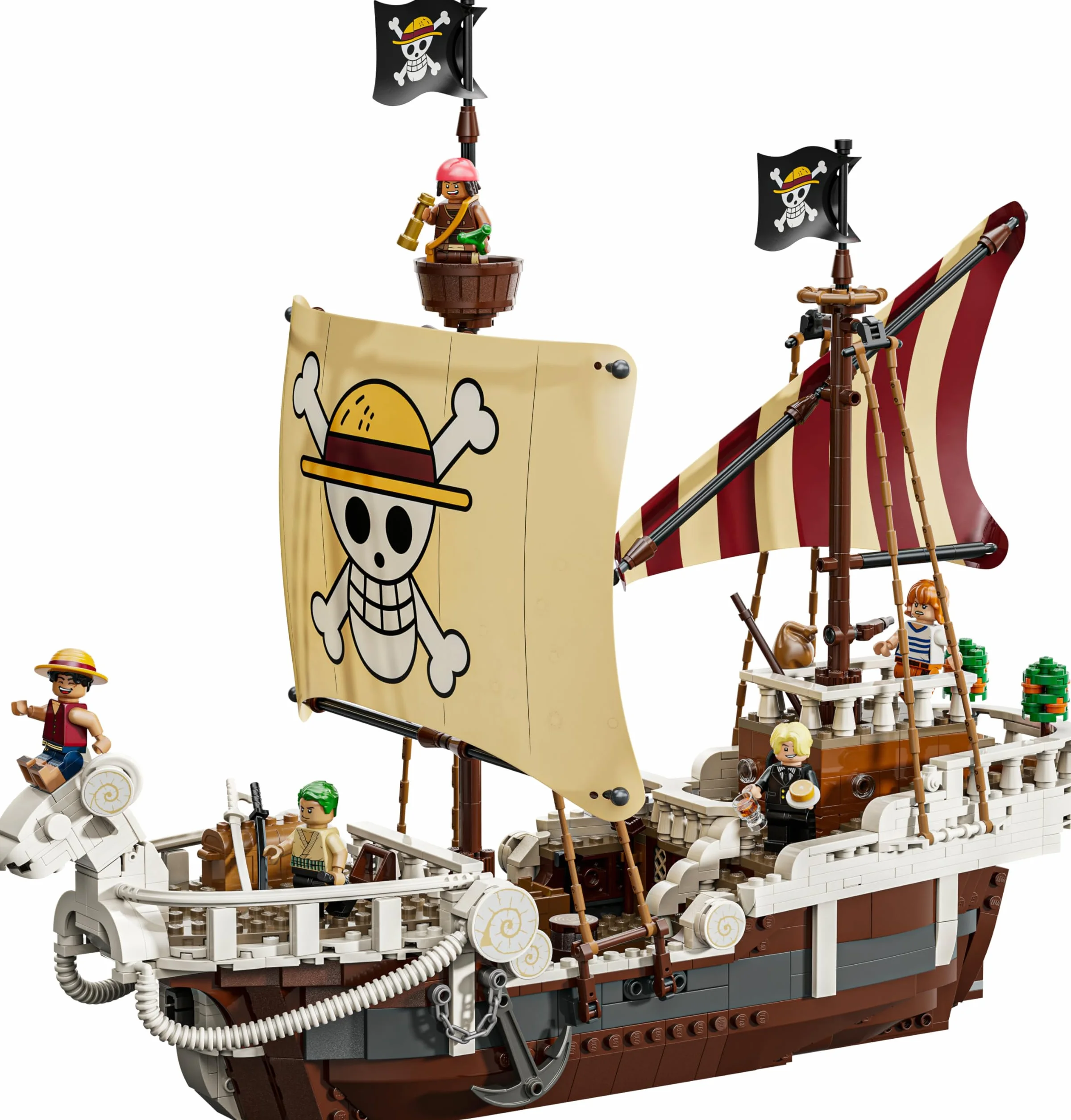 LEGO One Piece Le Bateau Pirate Vogue Merry Jouet Bateau Maquette avec 5 Minifigurines Luffy Zoro Nami Cadeau Anime 10 Ans