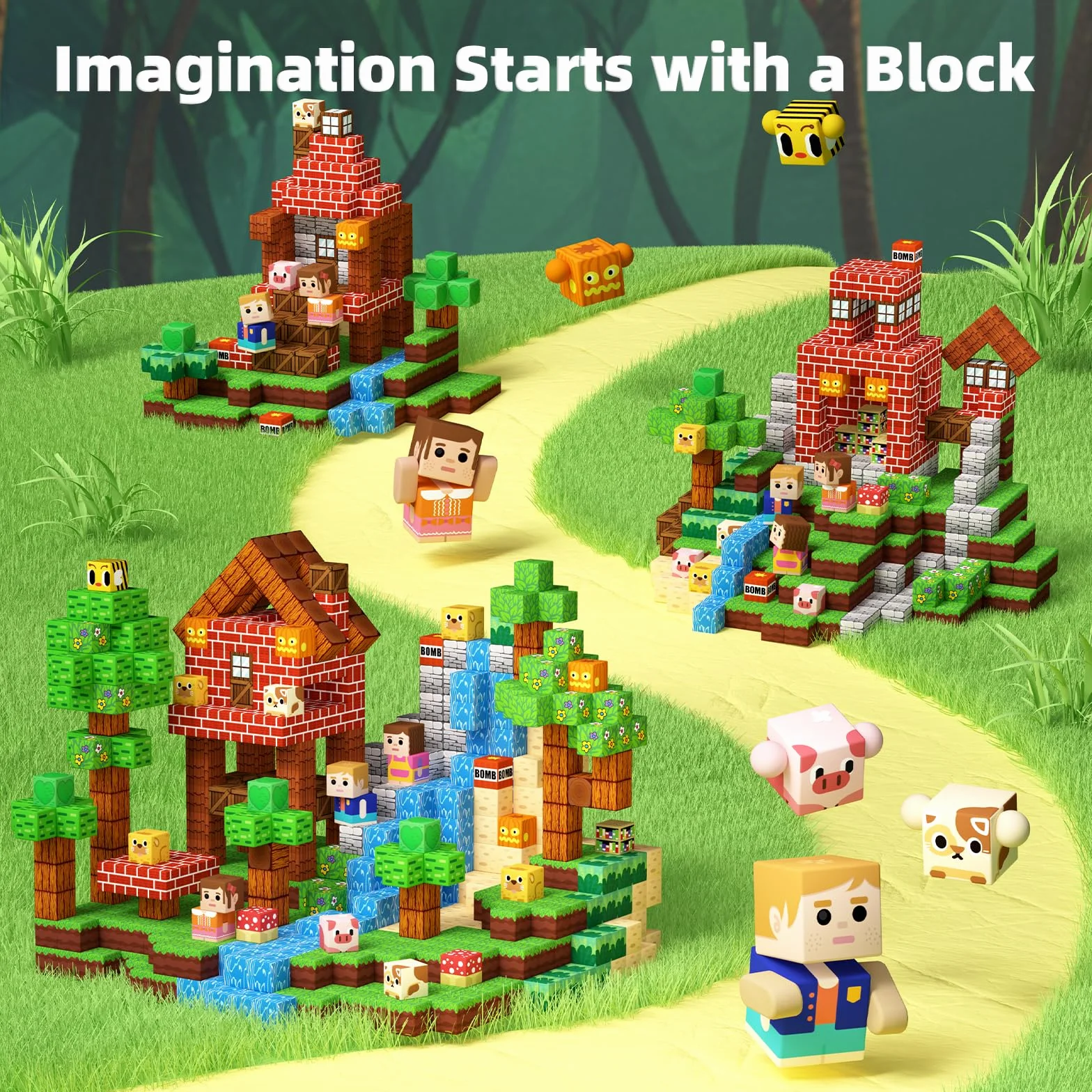 KIDCHEER Bloc Magnétique Enfant 100 Pièces - Jouets de Construction Éducatif pour Garçons et Filles 3-10 Ans