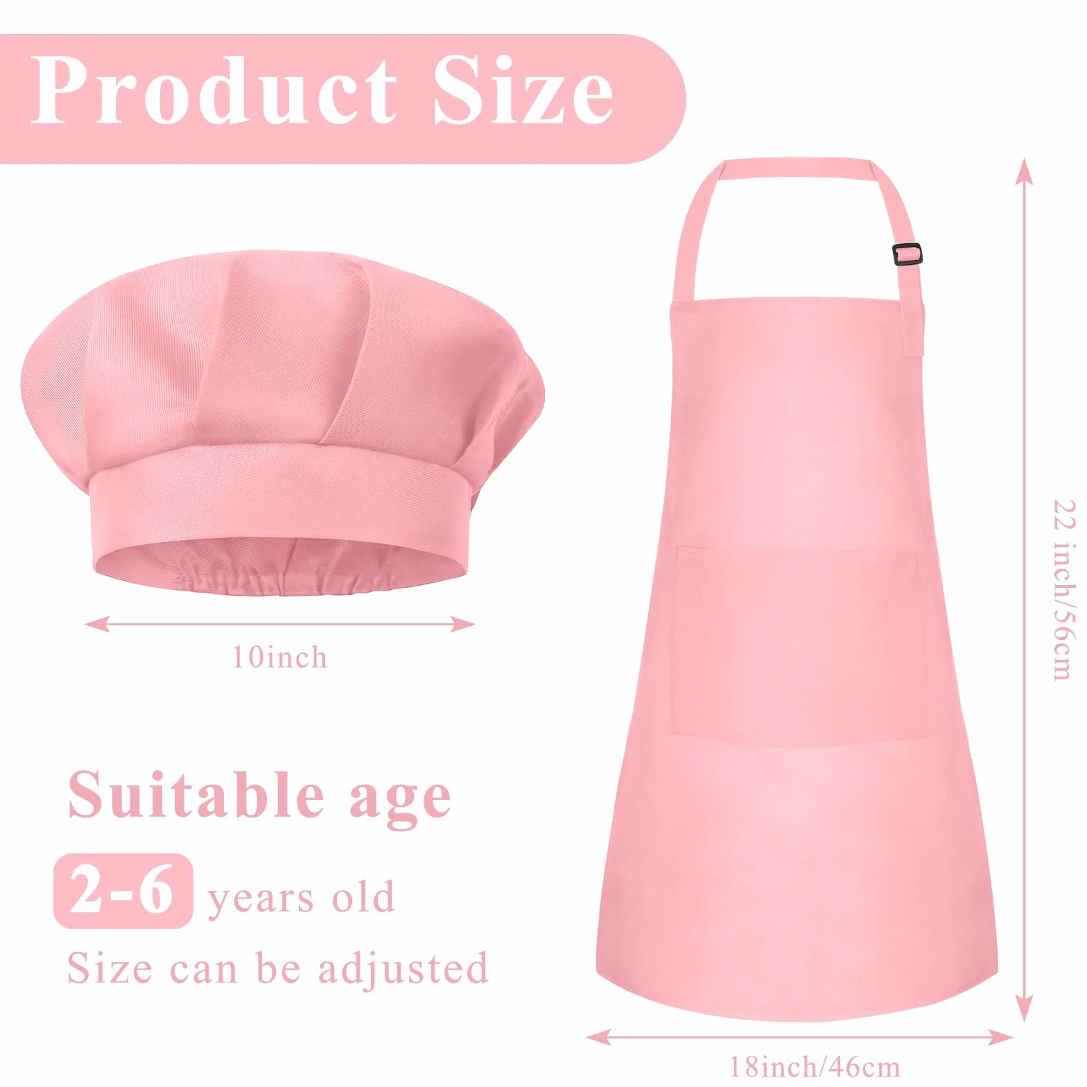 Tablier et toque de chef pour enfant réglable avec 2 poches cuisine pâtisserie peinture