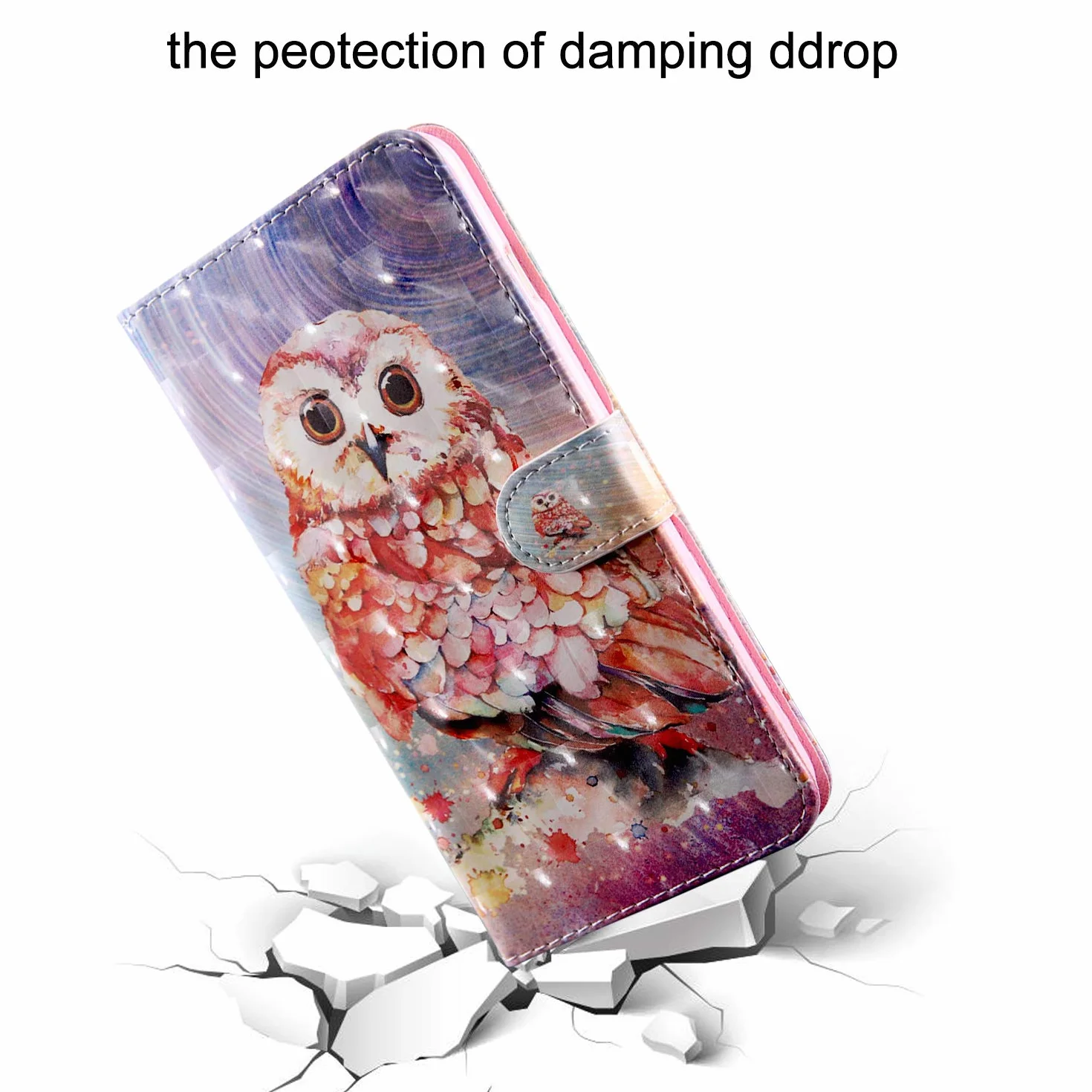 Coque Samsung Galaxy A41 Cuir PU Portefeuille Aimant Rabat Housse Protection Hibou