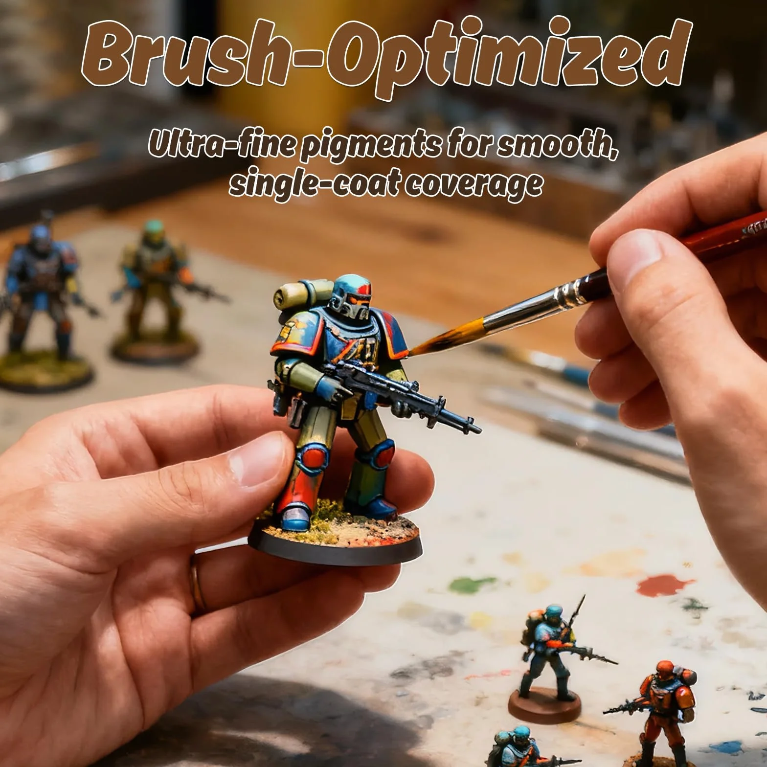 Kit de Peinture pour Maquettes 20 Couleurs Acryliques avec 3 Pinceaux pour Aérographe Wargames Miniatures