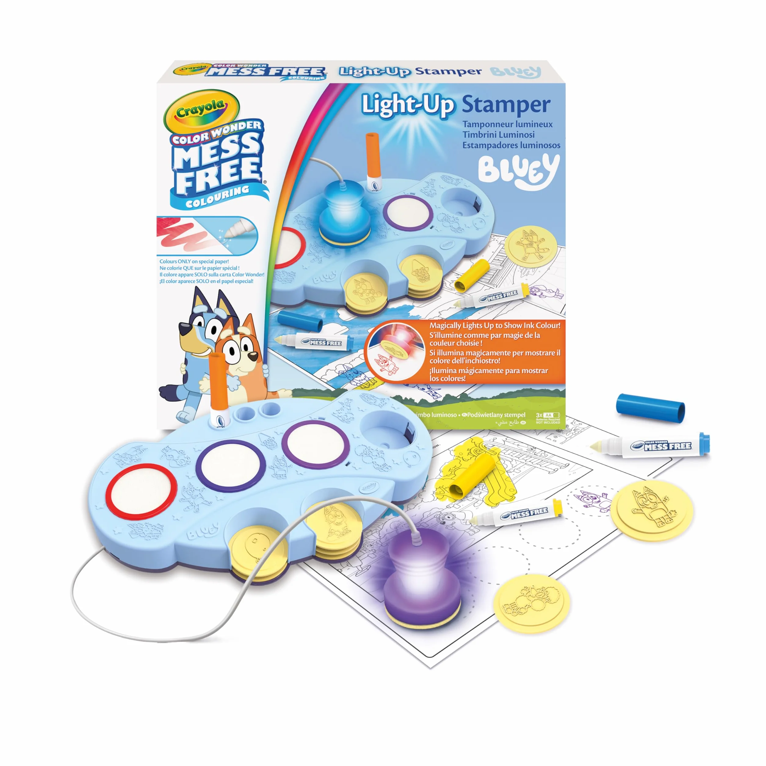 CRAYOLA Color Wonder Pochoirs Lumineux Anti-Tache Bluey Activité Créative Enfants 3 Ans