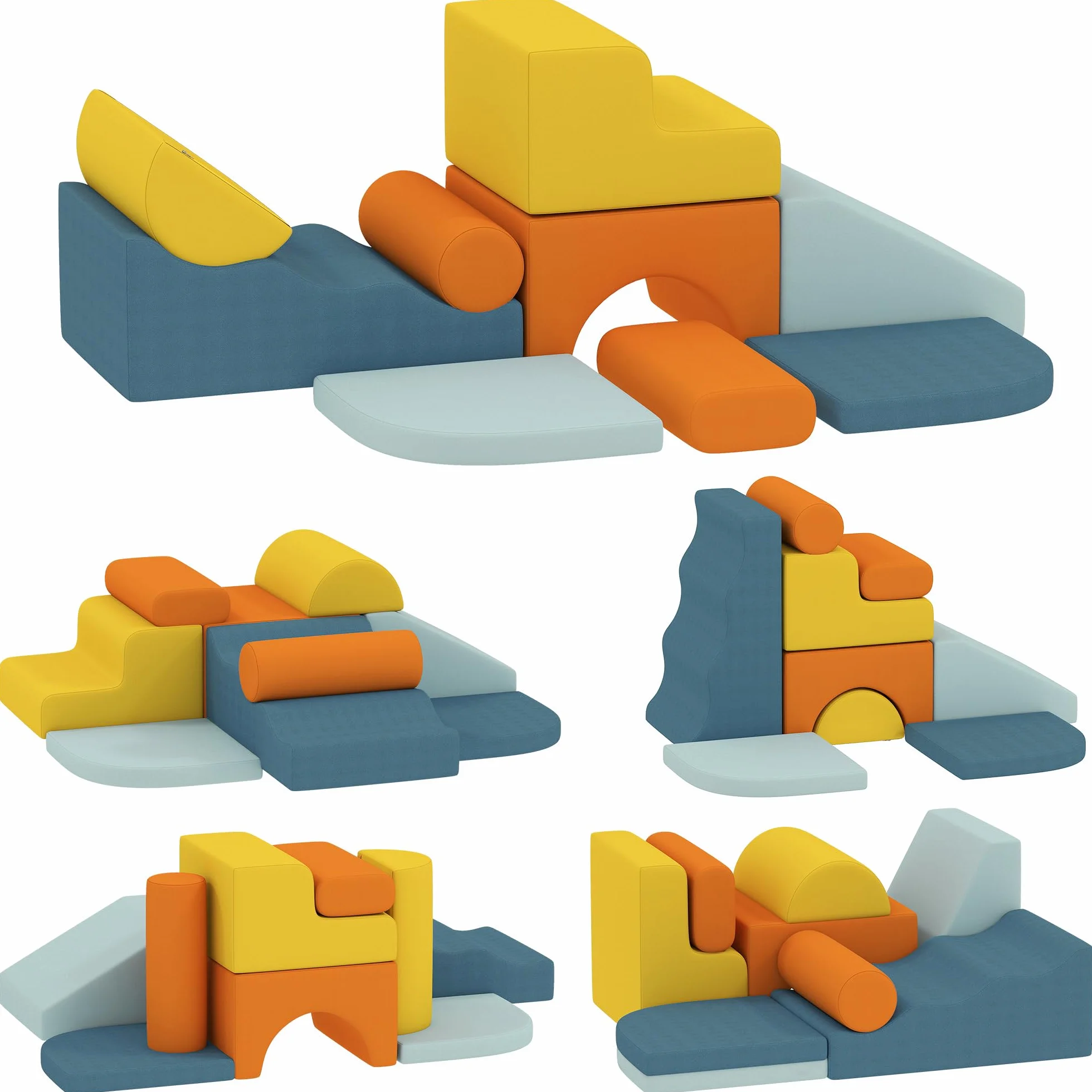 AIYAPLAY Parcours motricité bébé 9PCS, module motricité mousse housse amovible velours, blocs construction jouets éducatifs multicolore