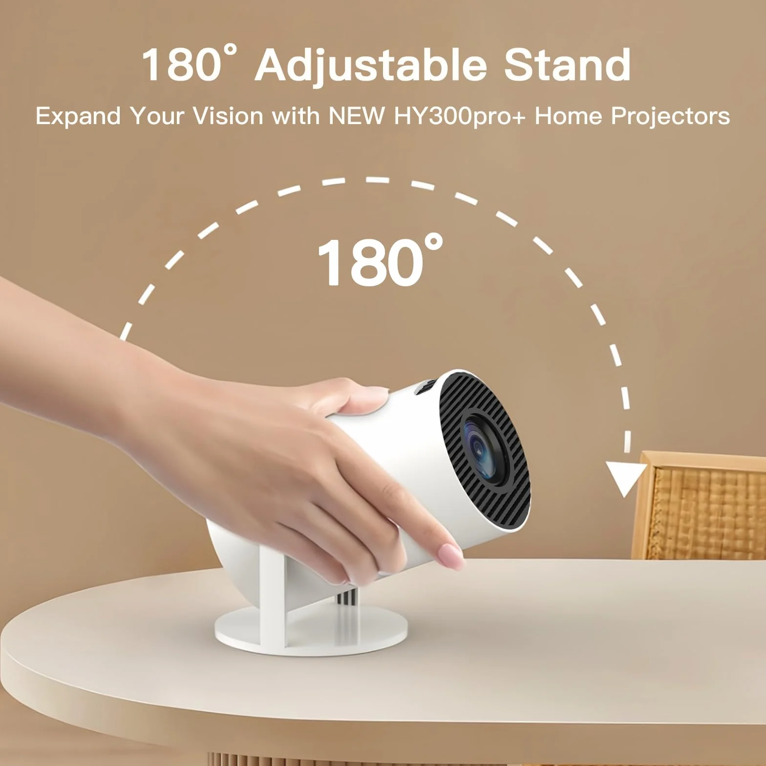 Vidéoprojecteur Wi-Fi 6 Bluetooth 5.4 4K Full HD Android 14 Auto Keystone Projecteur HDMI iPhone USB Blanc
