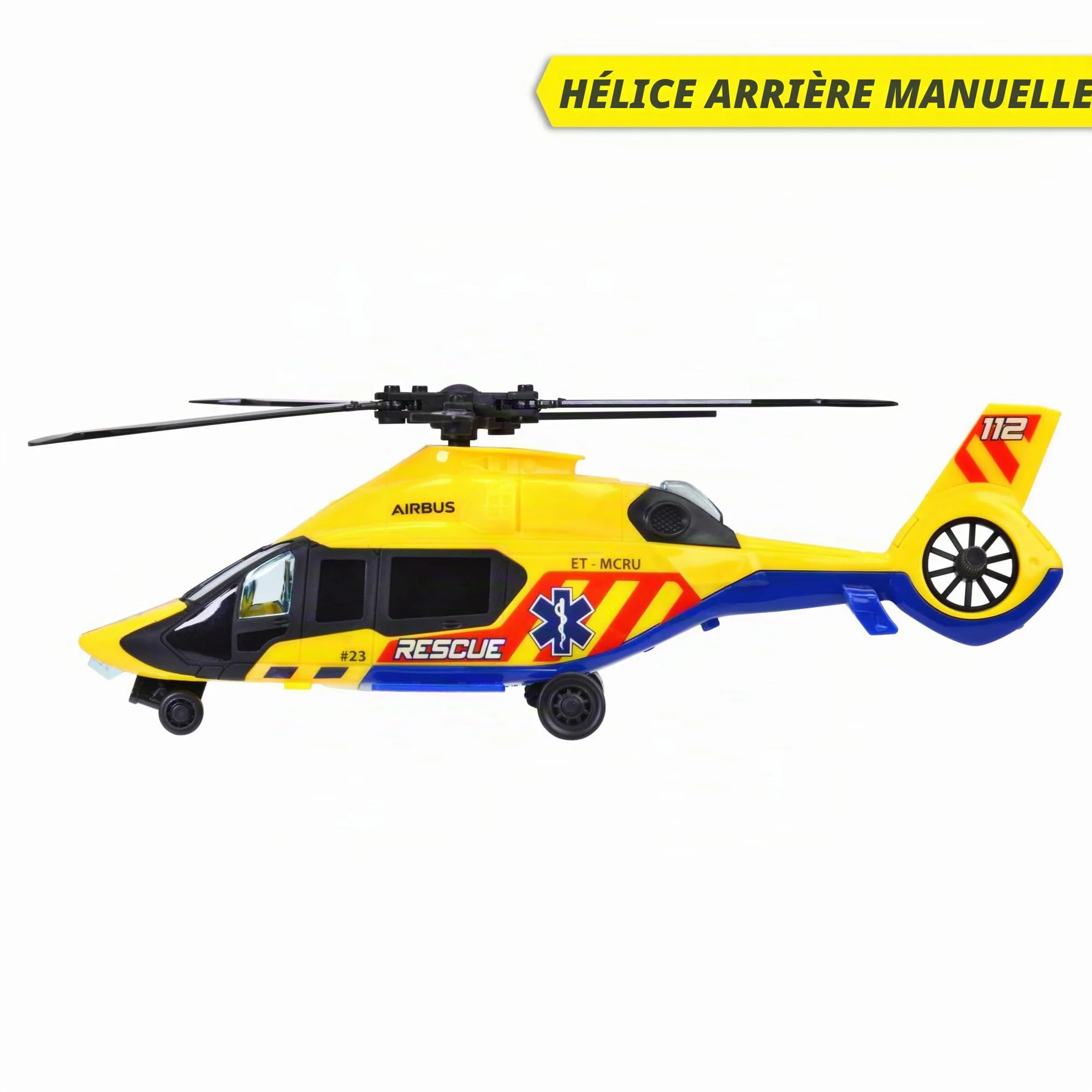 Dickie Toys Hélicoptère de Sauvetage Airbus H160 Jouet 23 cm Jaune