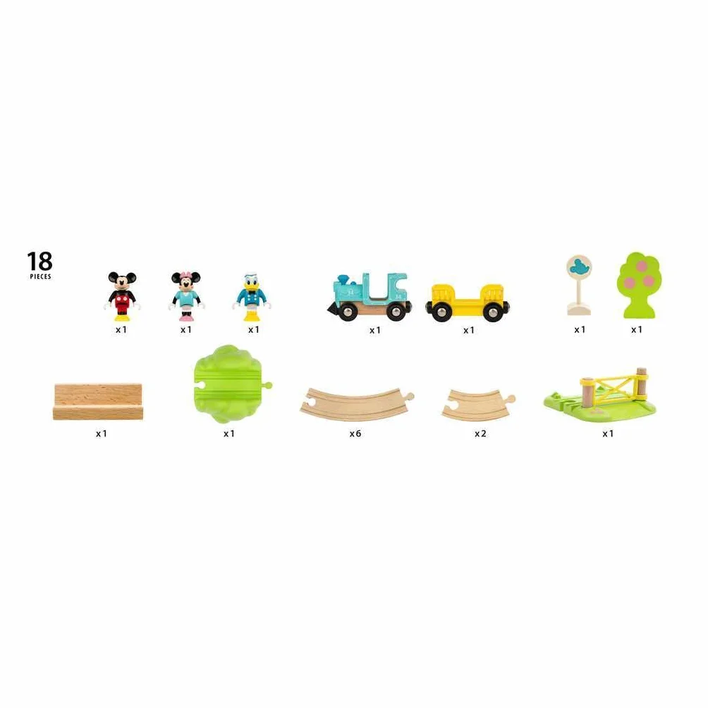 BRIO Circuit Mickey Mouse Disney Mickey and Friends Coffret Complet 18 pièces Train en Bois Jouet dès 3 Ans