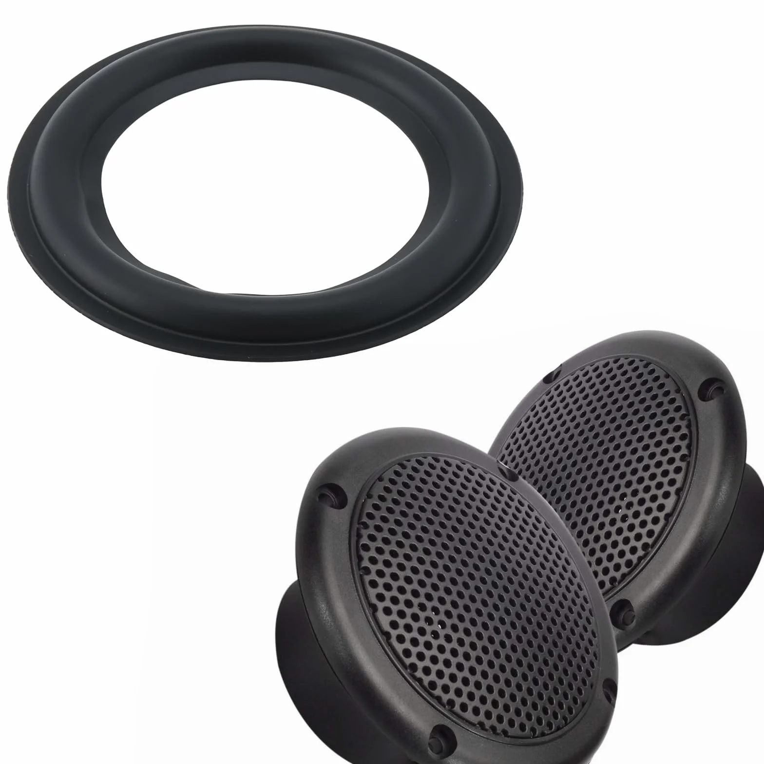 Lot de 4 Bordures en Caoutchouc pour Haut-parleurs Audio 74 x 47 mm Adaptées aux Haut-parleurs de 3 Pouces