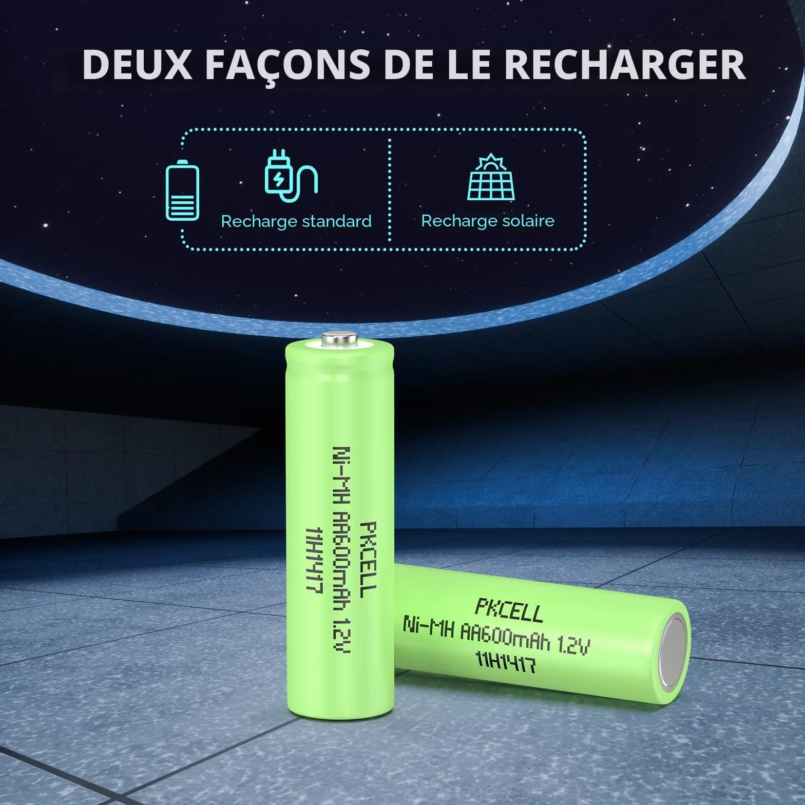 PKCELL Piles rechargeables AA NIMH 1,2V 600mAh 4 pièces