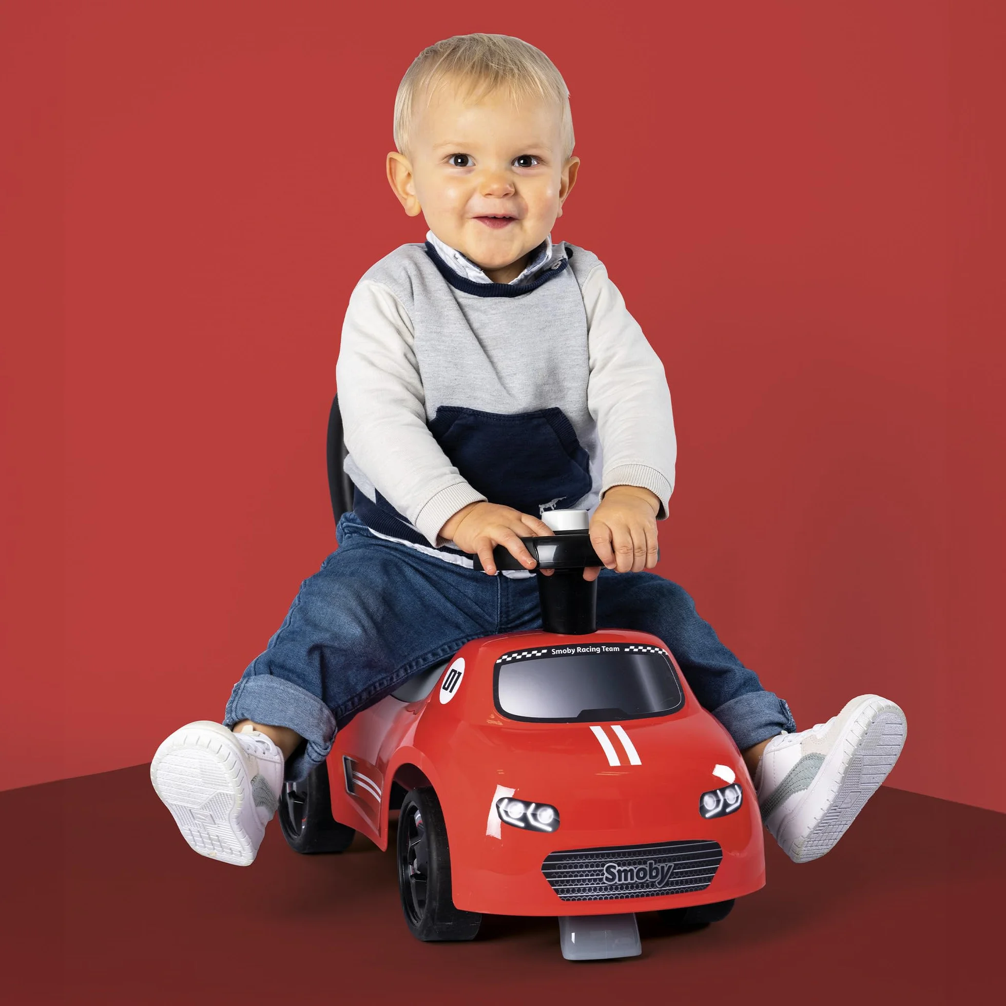 Smoby Porteur Auto Rouge Trotteur Volant Directionnel Coffre à Jouets 10 Mois Fabrication Française