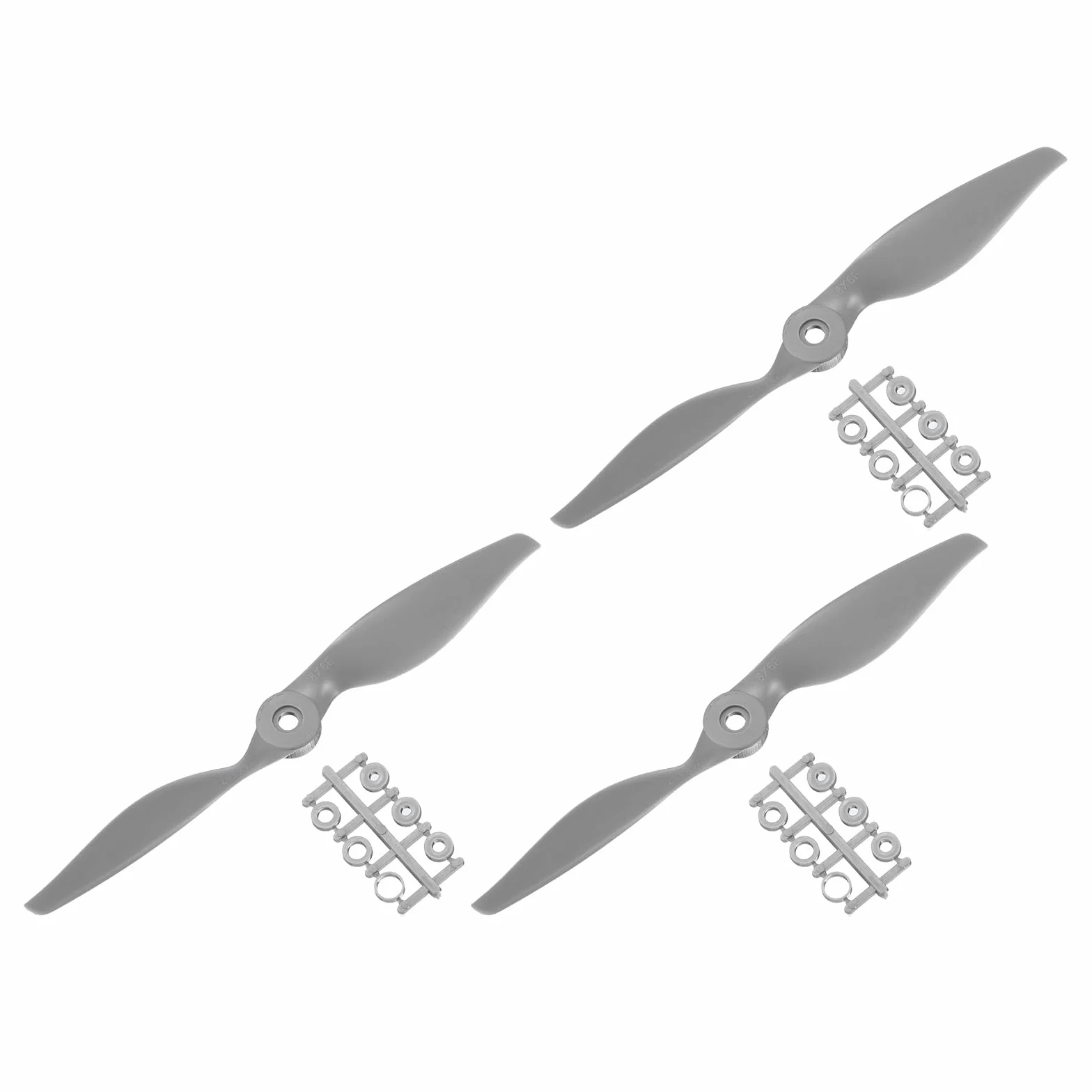 QUARKZMAN 3 Pièces 12x6 Pouces Hélice RC 2 Pales Gris avec Bagues d'Adaptation pour Avion RC